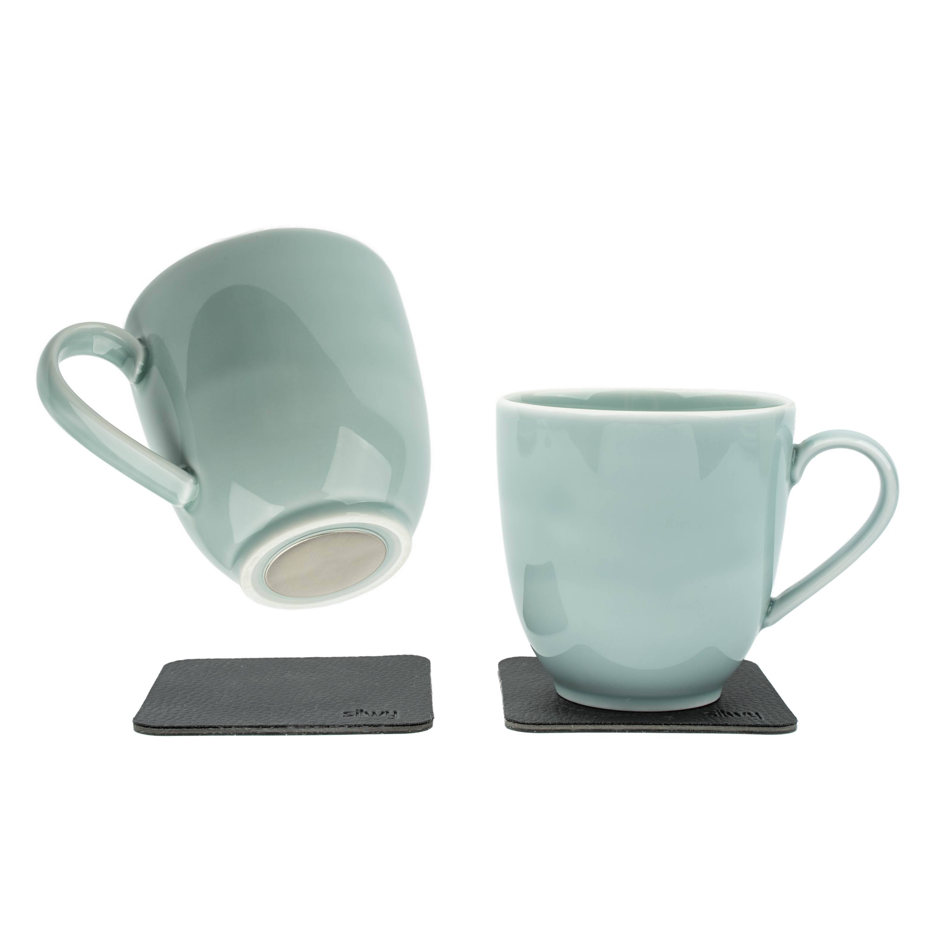 Magnet-Porzellan-Henkeltassen cyan Freisteller-Bild