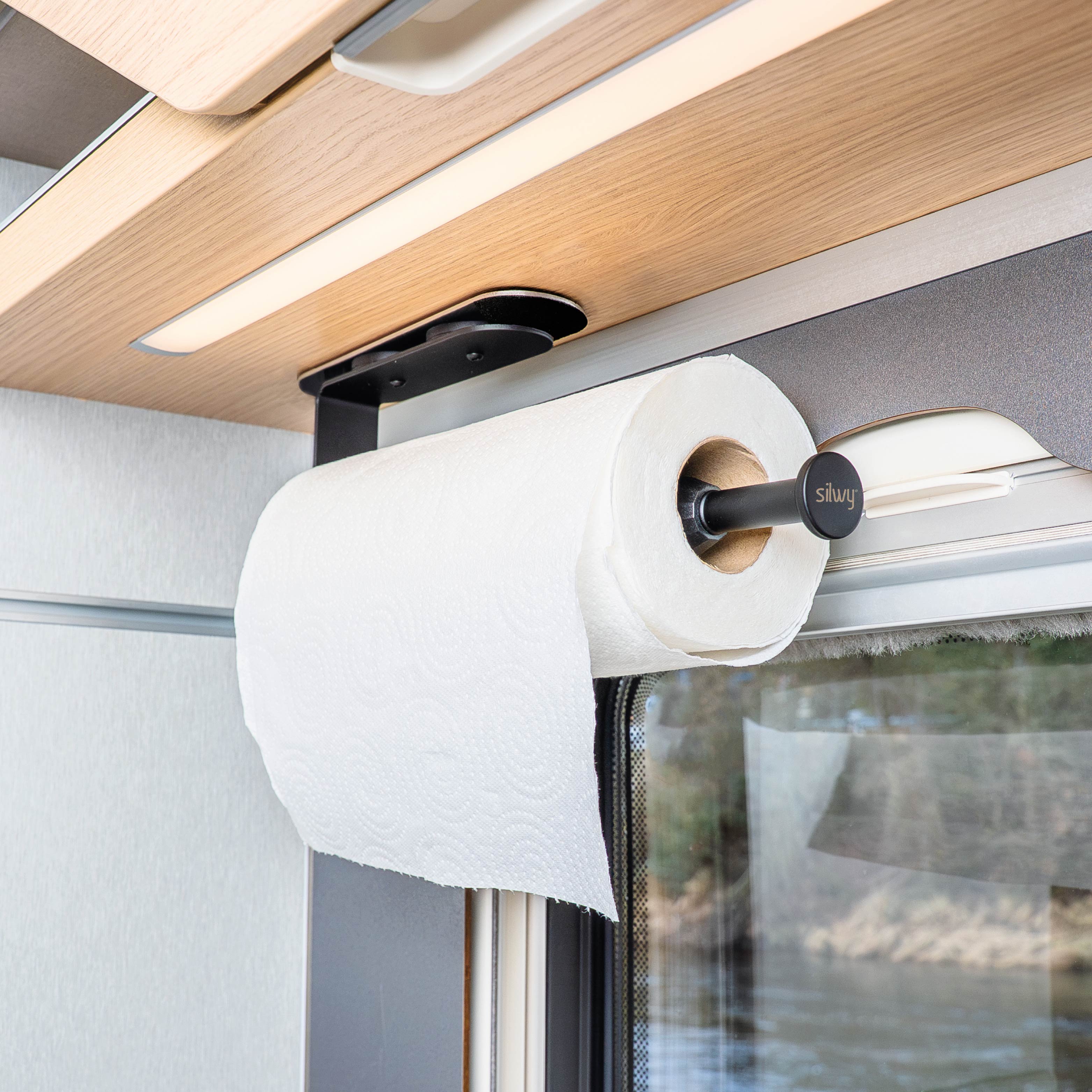Porte-rouleau de papier essuie-tout magnétique avec barre métallique