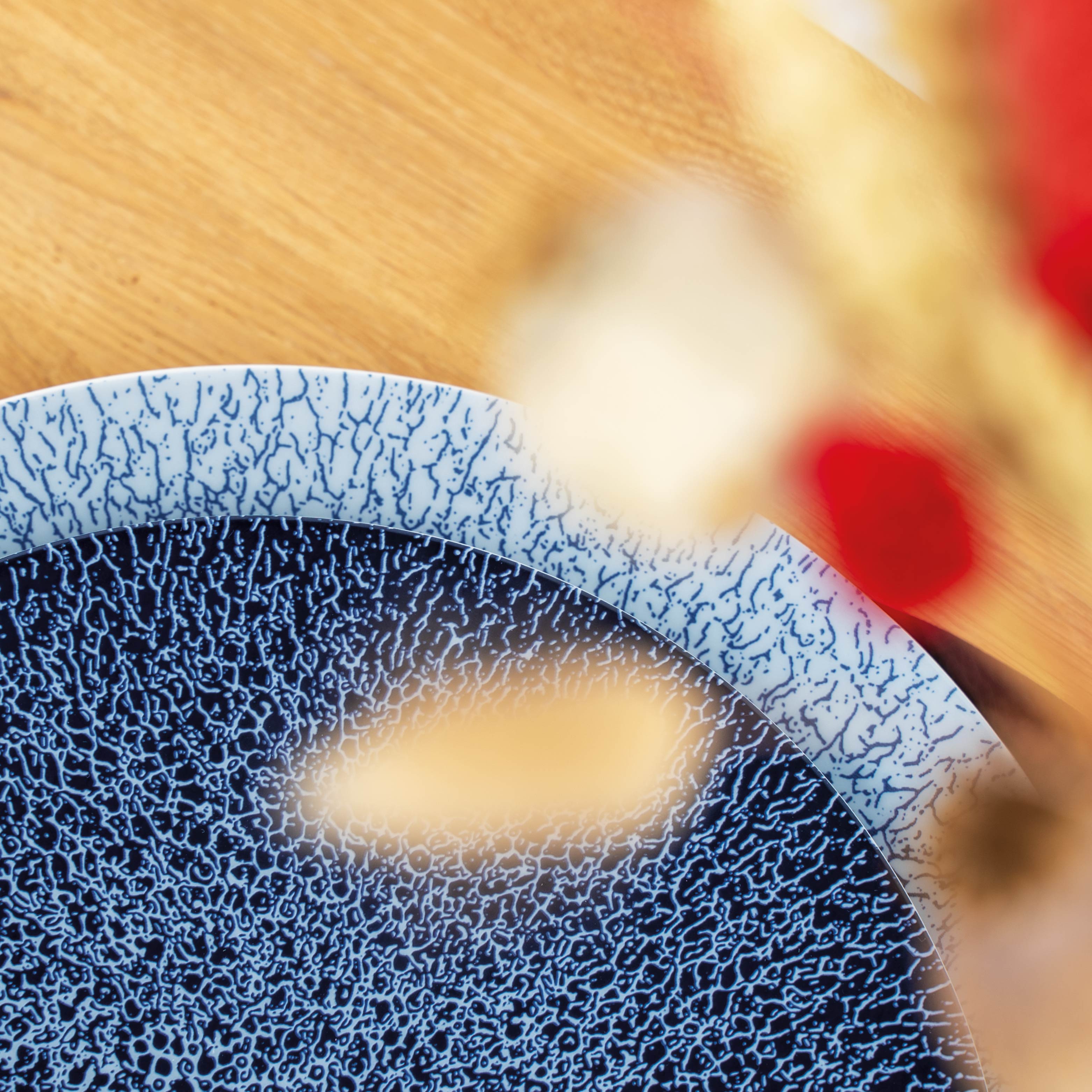 Nahaufnahme Muster des Tellers in der Farbe Ocean