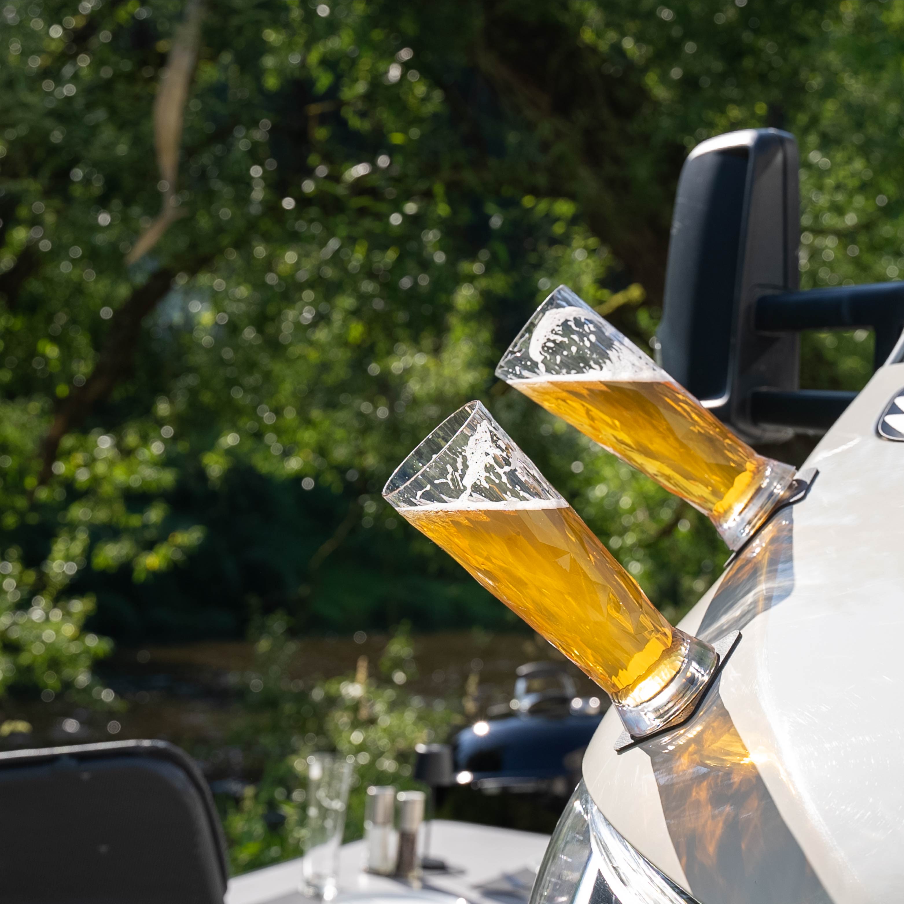 Plastic glasses fixed to hood with magnet