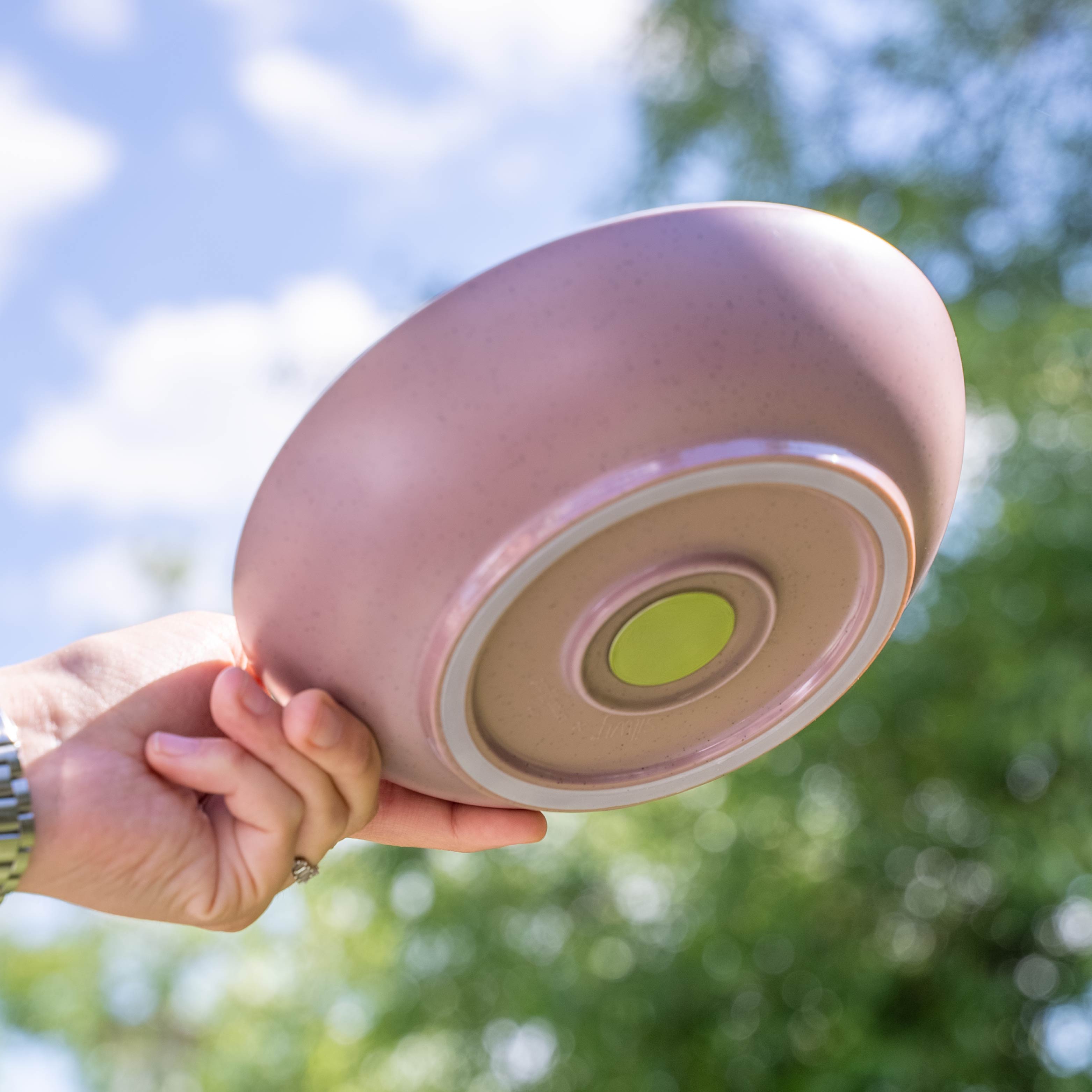 Magnetic plastic food bowl rose from below