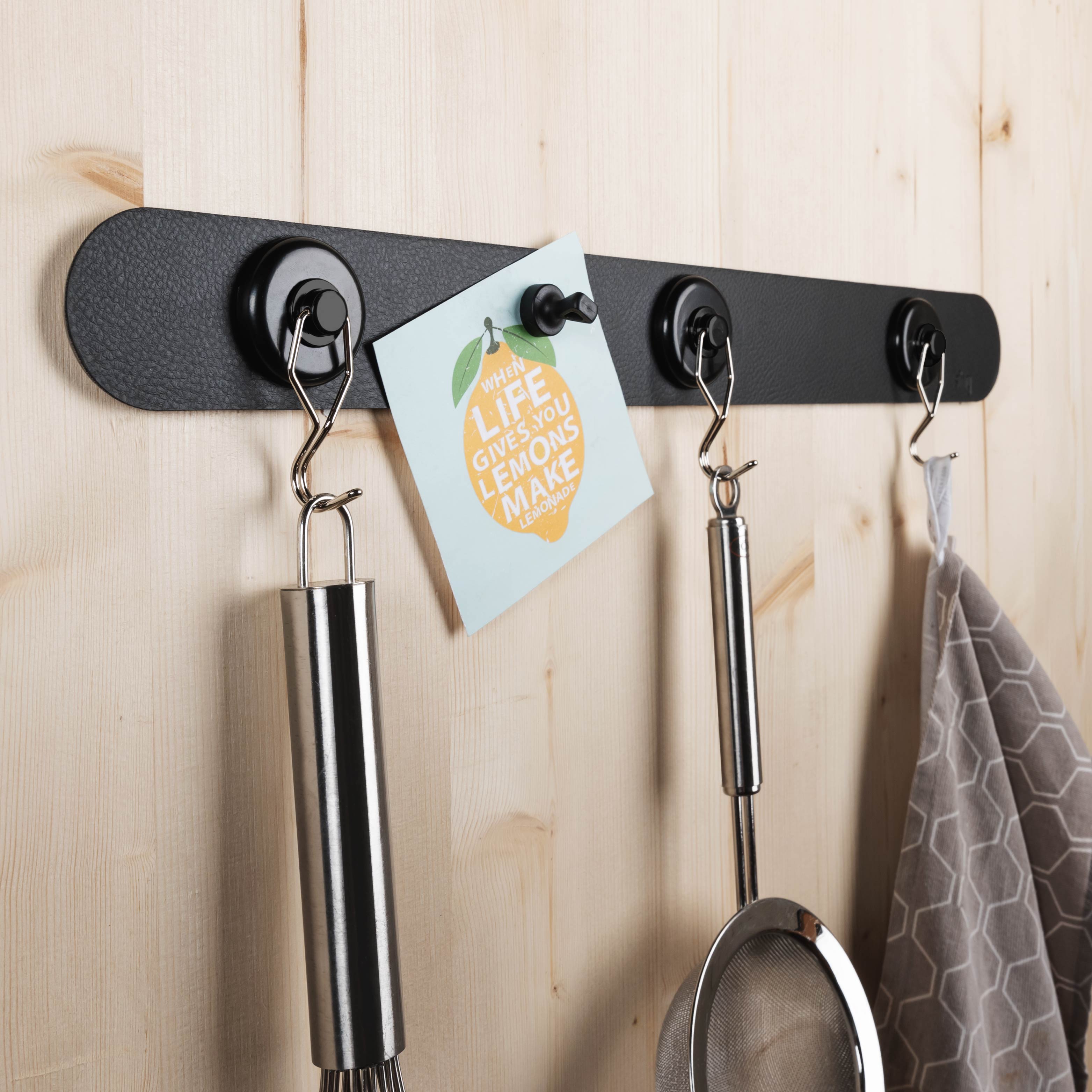 The Metal Strip can be combined with Magnetic hook and filled with cooking utensils in the kitchen, for example