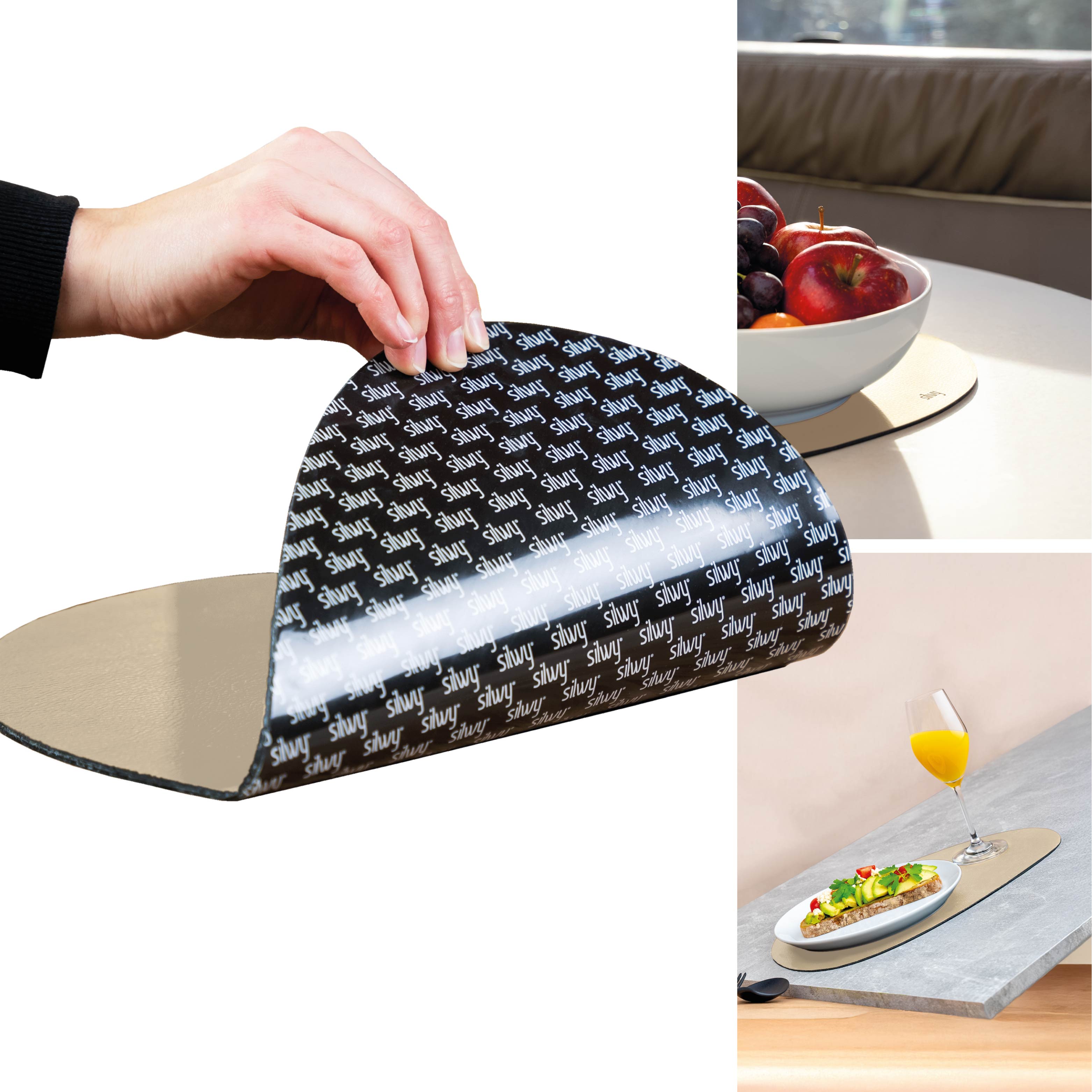 Metal-nano-gel placemat LARGE BEIGE