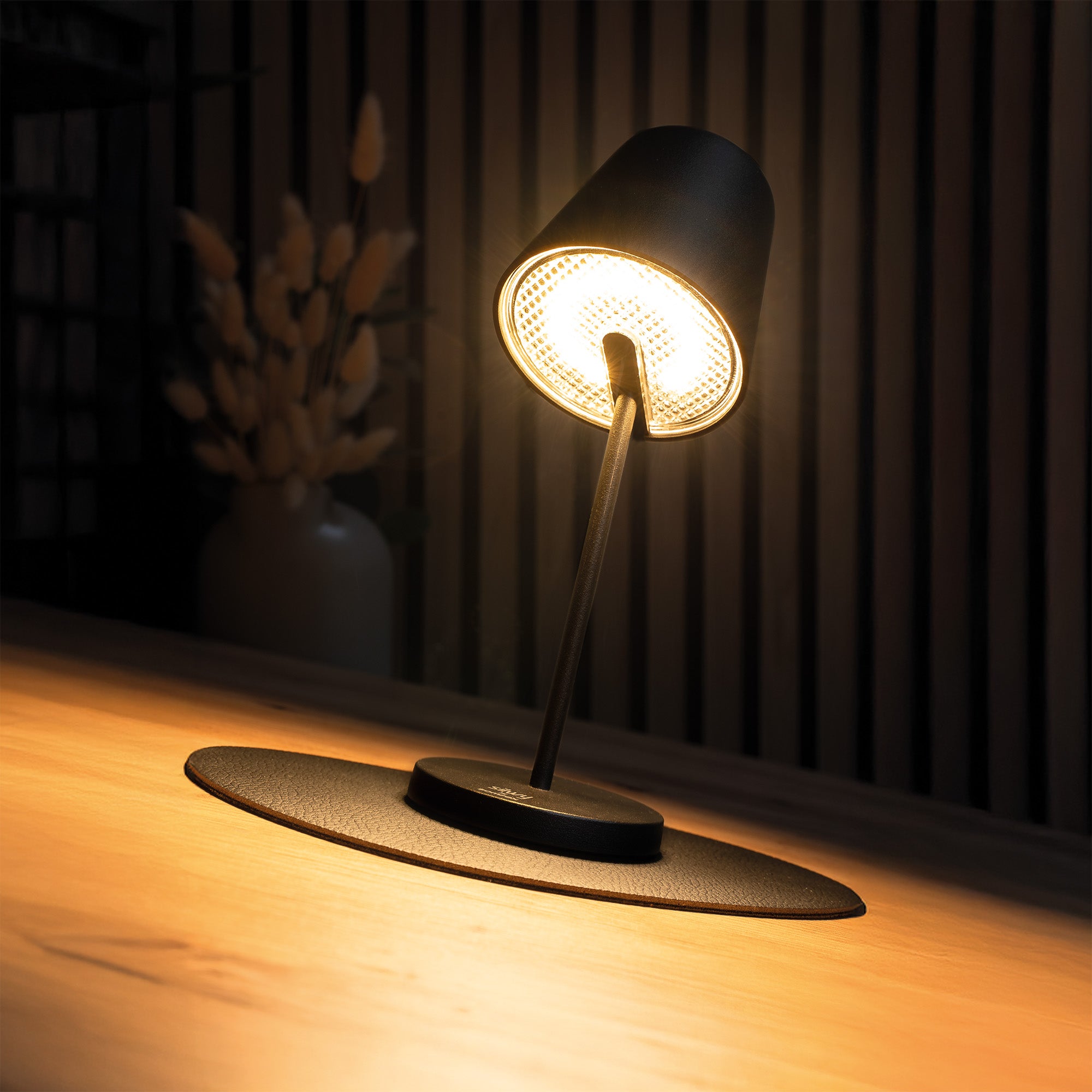 Dimmable light fixed to placemat with magnet