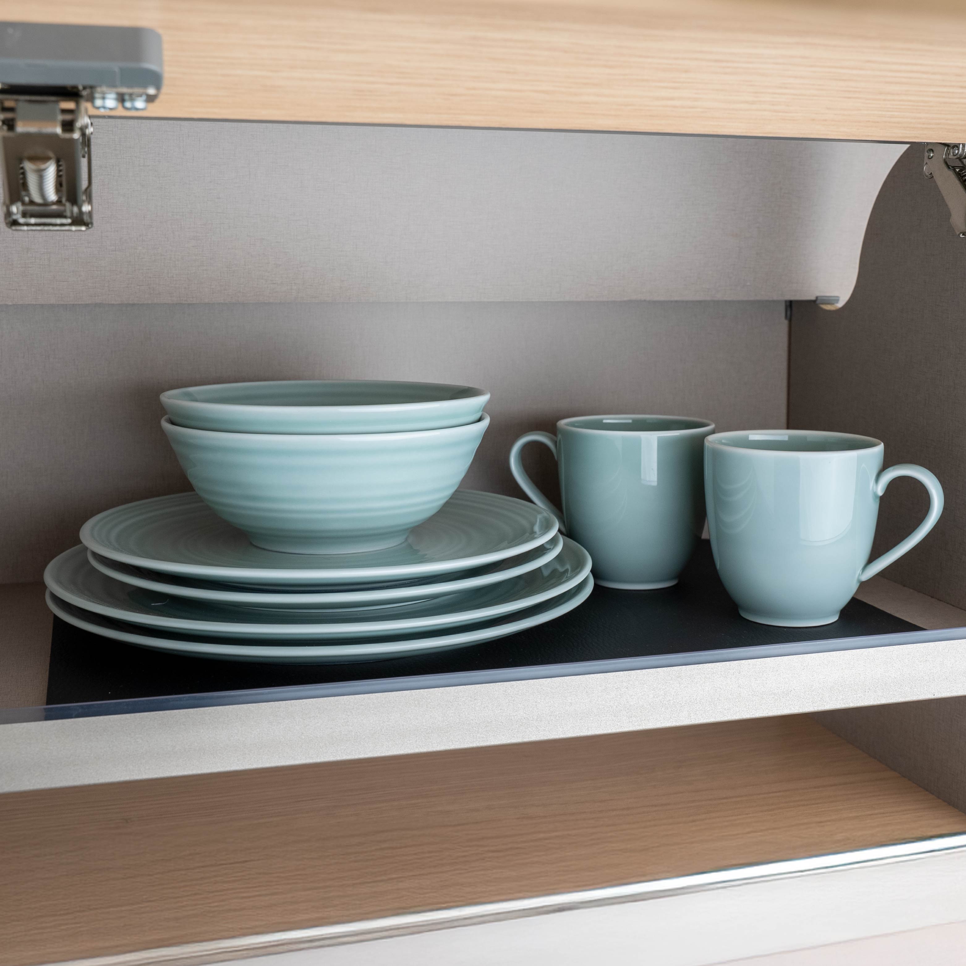 Magnetic porcelain tableware set cyan in wall unit
