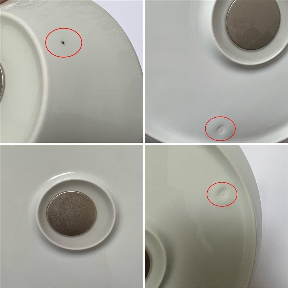 Magnetic tableware with flaws in the material as a second choice