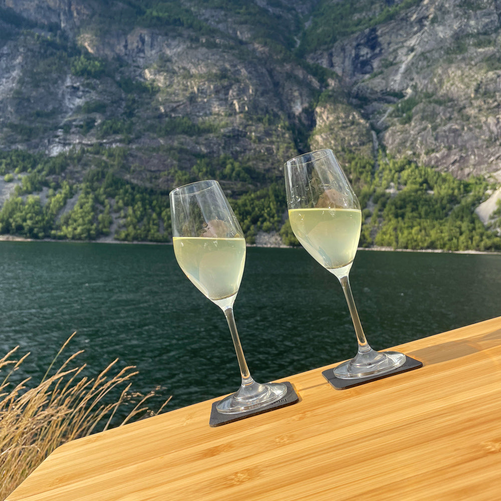 Vasos magnéticos de cristal champán incl. almohadillas metálicas de nanogel