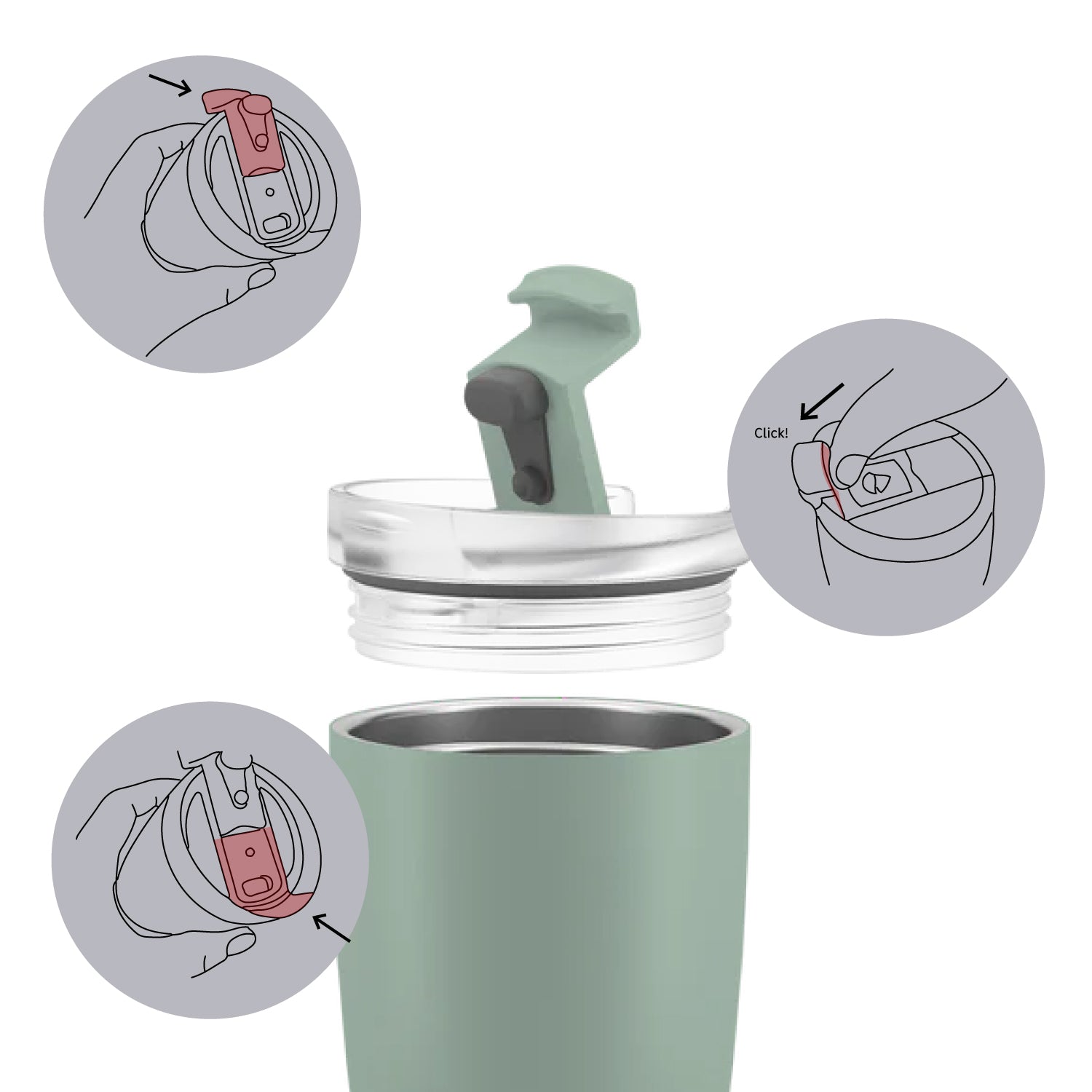 Grazie al Fliplid, la Thermocup è al 100% a prova di perdite.