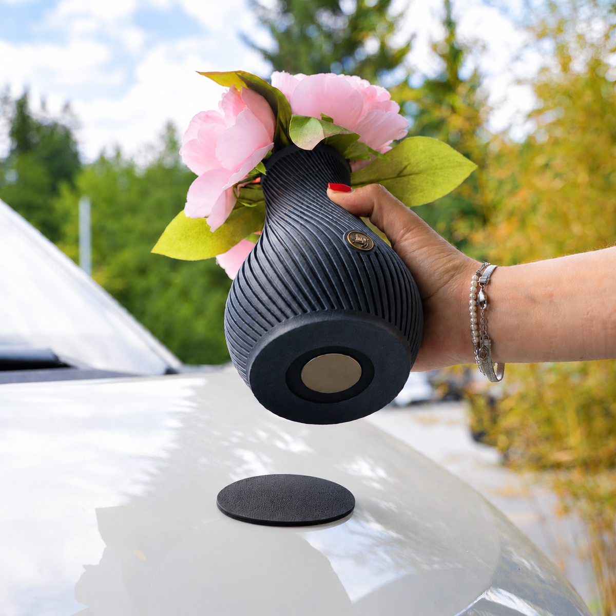 Magnet-Vase PURE DARK GREY inkl. Pad BLACK