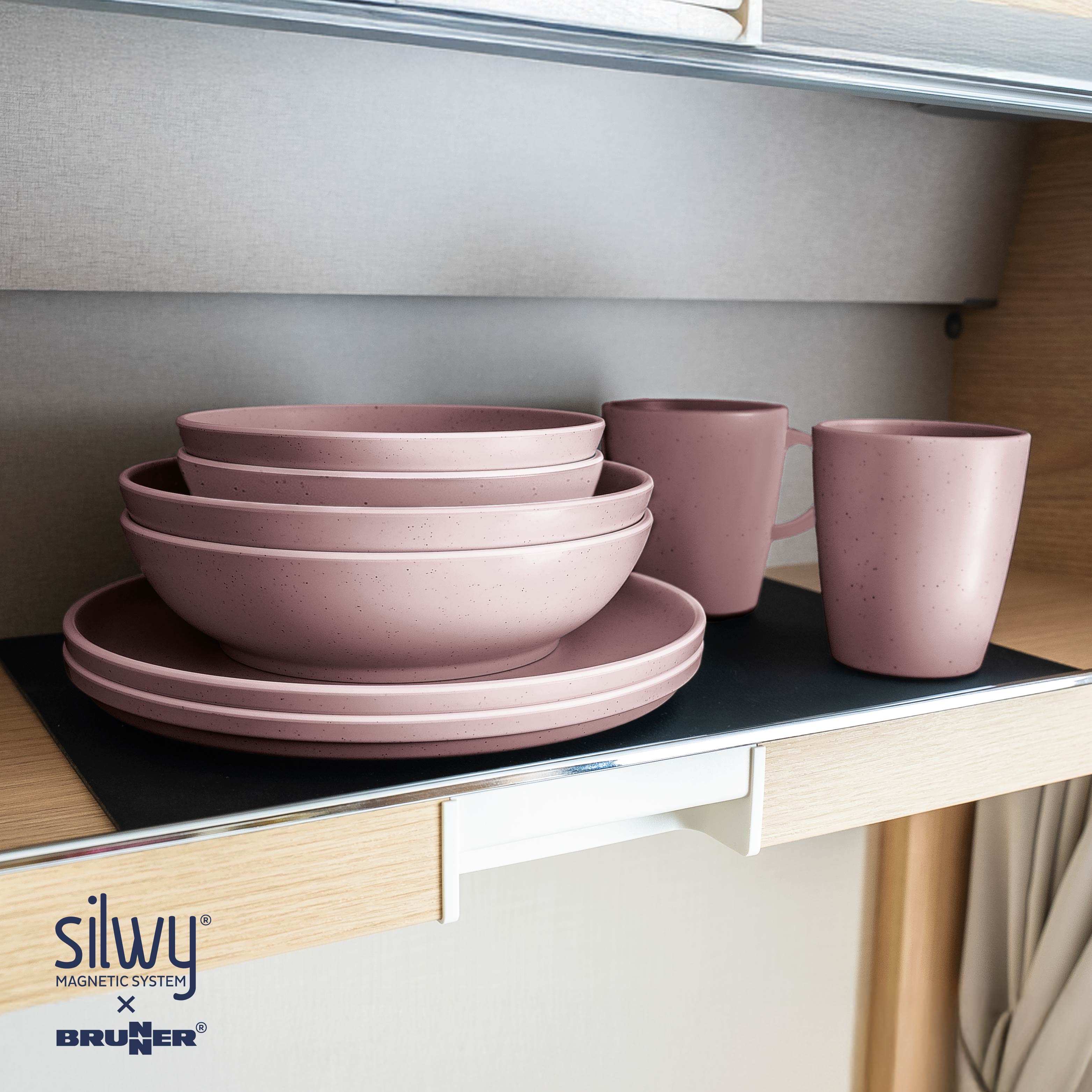 Magnet-Kunststoff-Geschirrset DOLOMIT ROSE