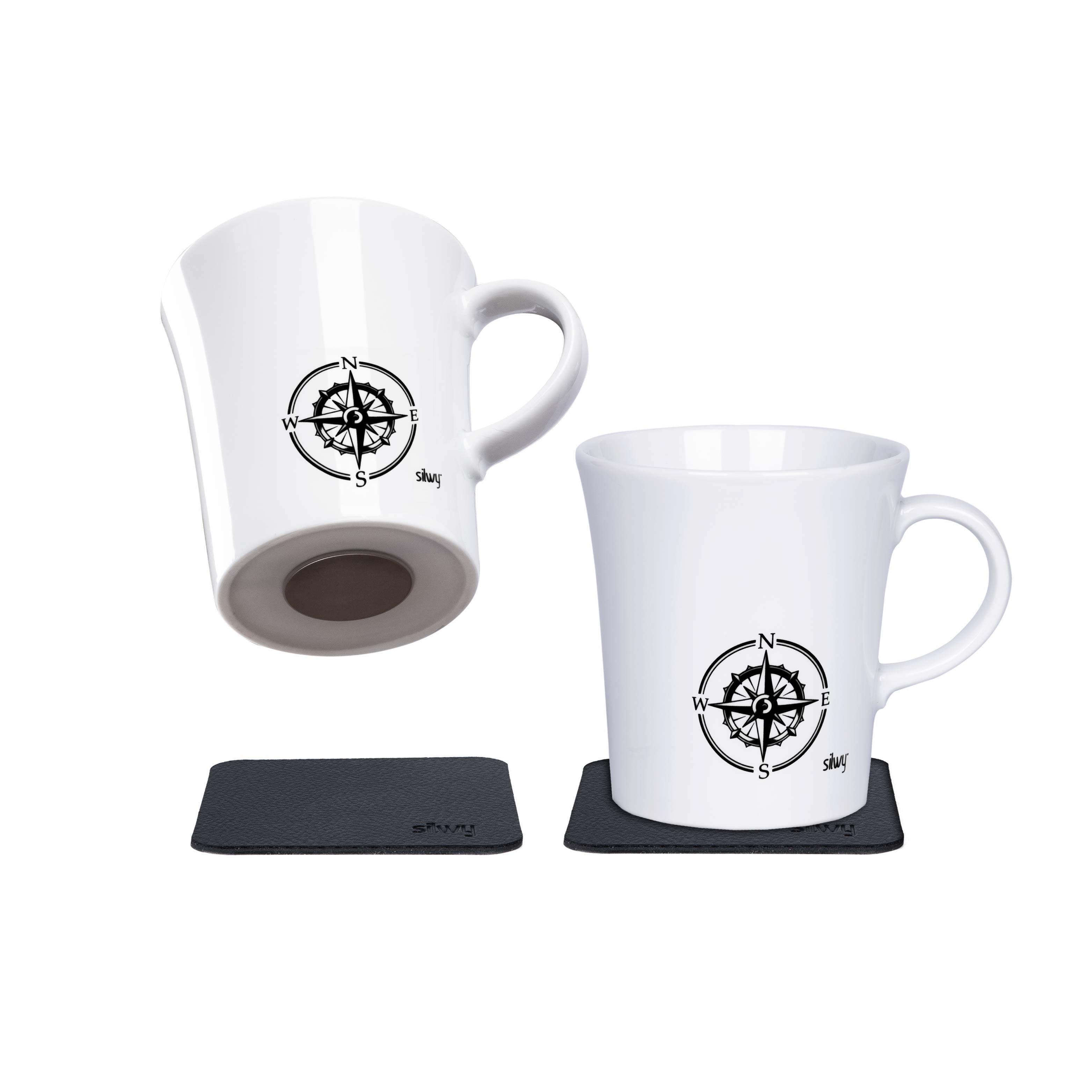 Tasses magnétiques en porcelaine REISELUST (Pad en NOIR)