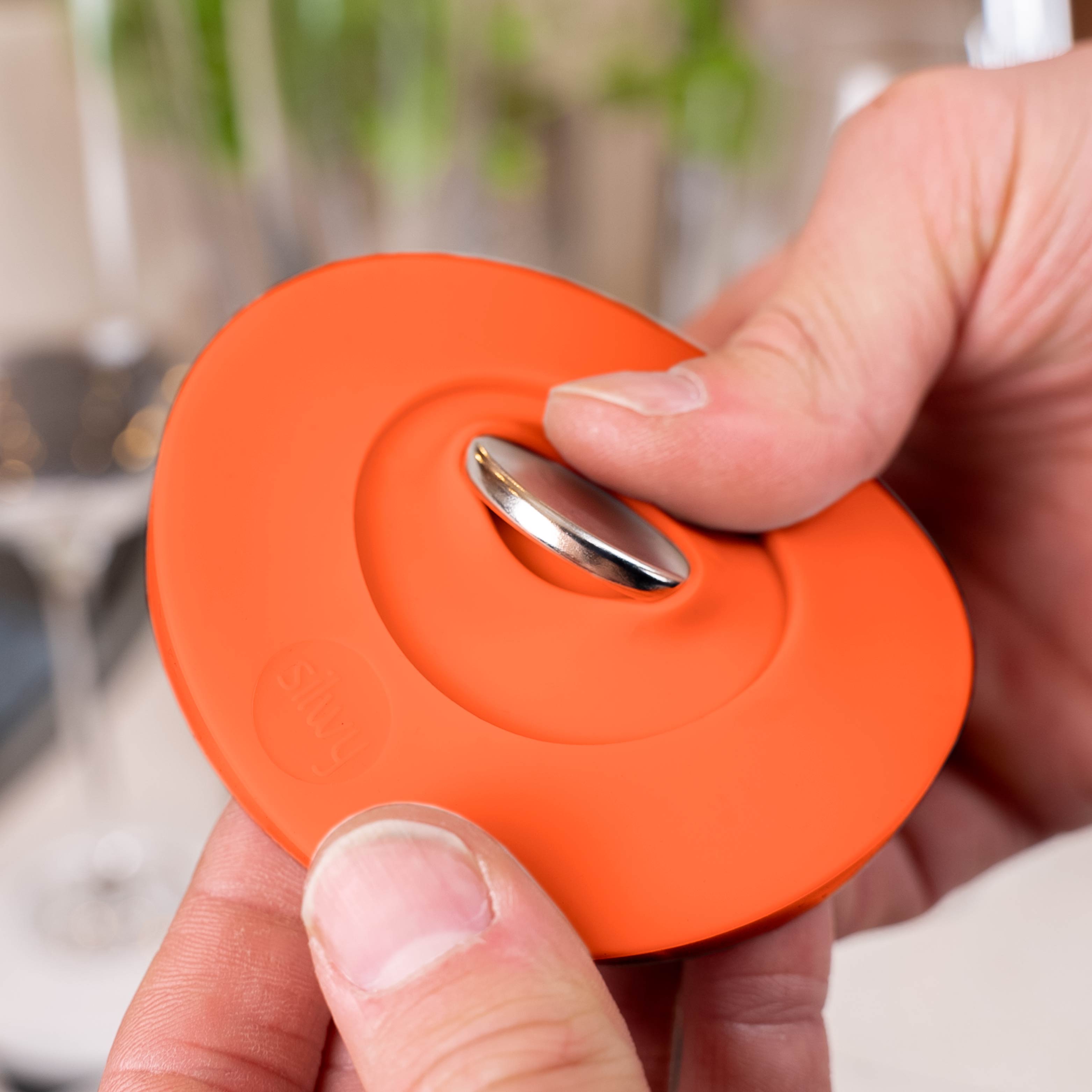 Magnet-Kondom für Stielgläser ORANGE inkl. Pad