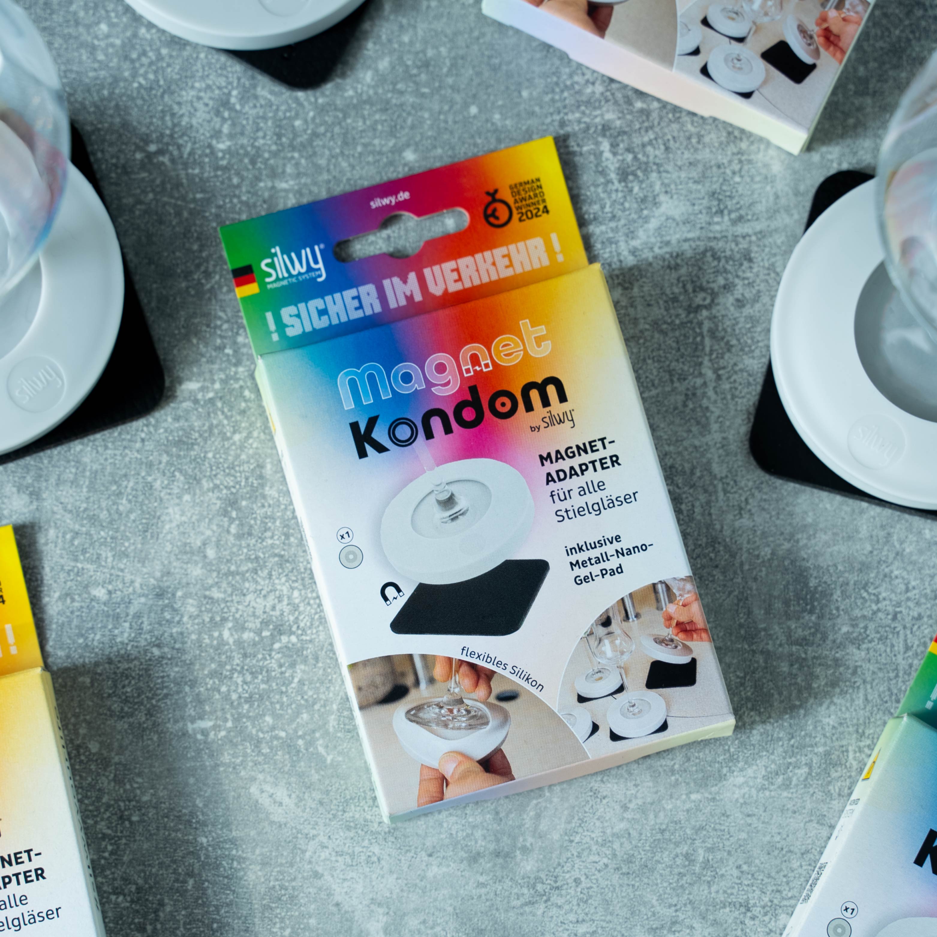 Magnet-Kondom-Bundle für Stielgläser GREY