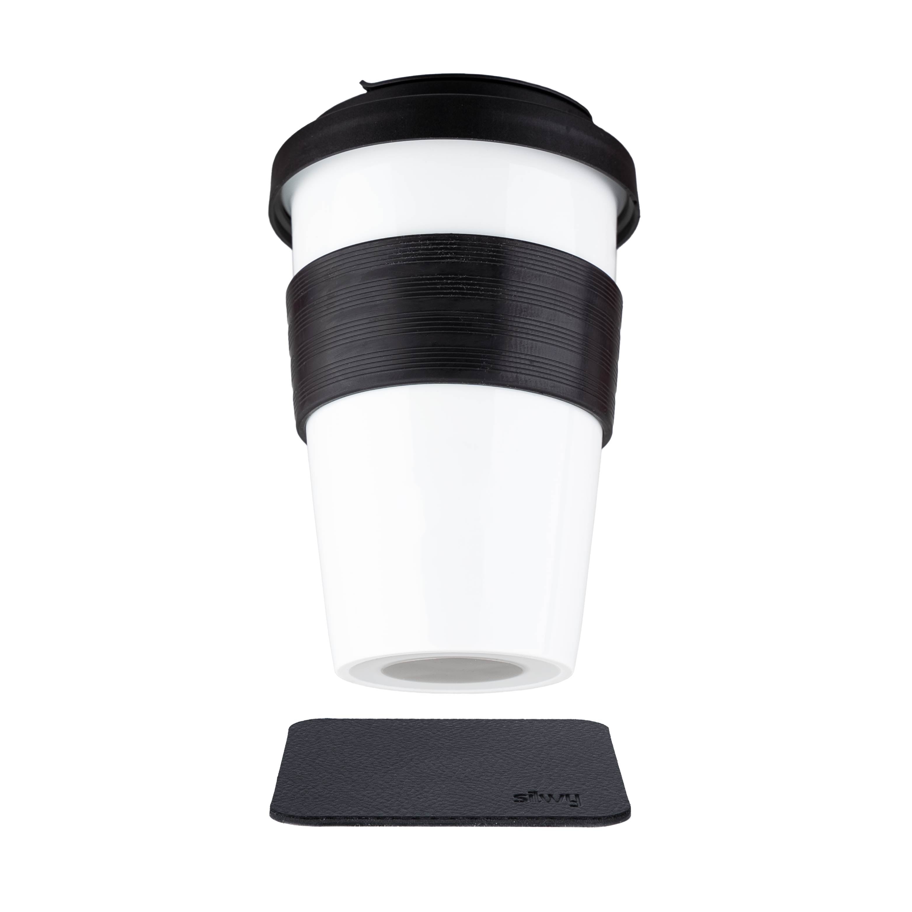 TO-GO-CUP magnétique en porcelaine (pad en NOIR)