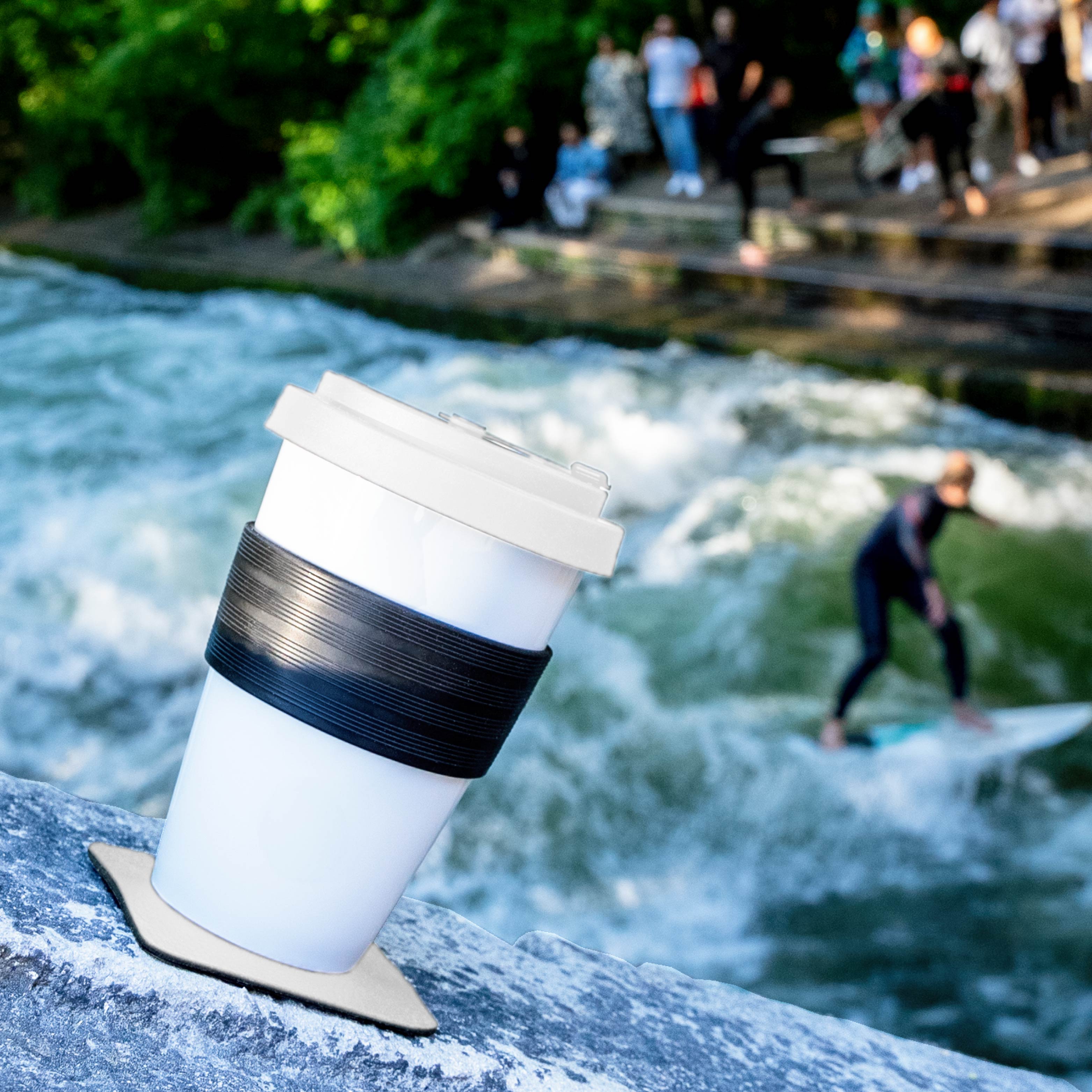 TO-GO-CUP magnétique en porcelaine (pad en BLANC)