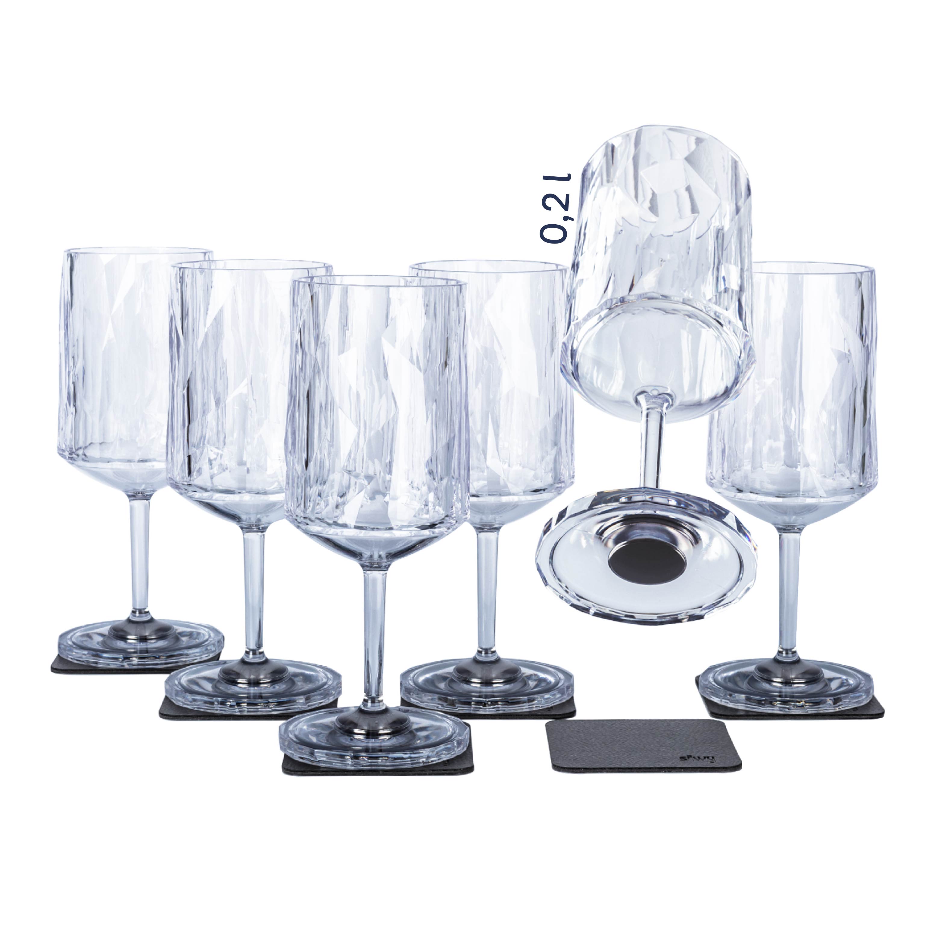 Magnetic plastic glasses WINE 0.2 l