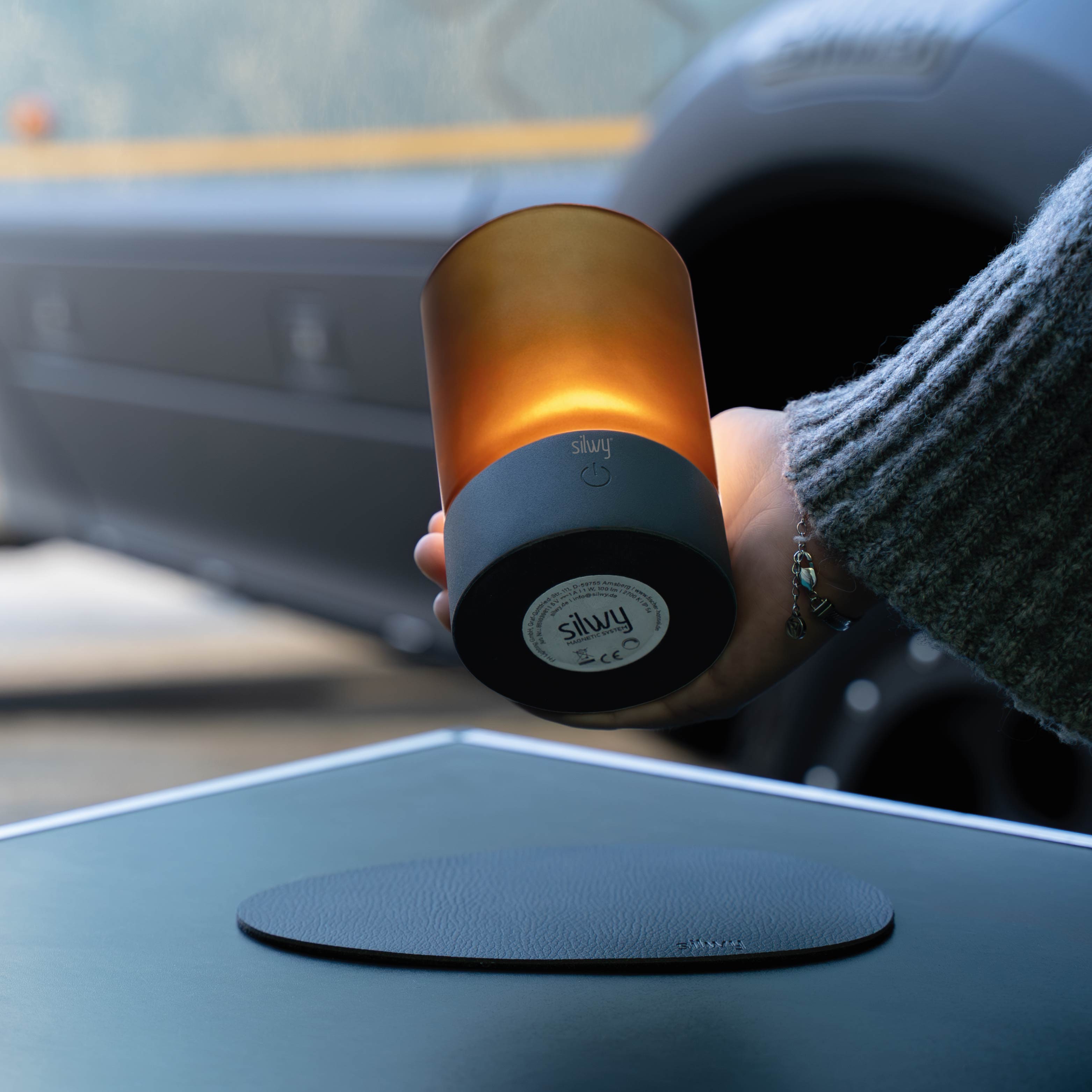 Magnet-Windlicht COGNAC inkl. Platzset