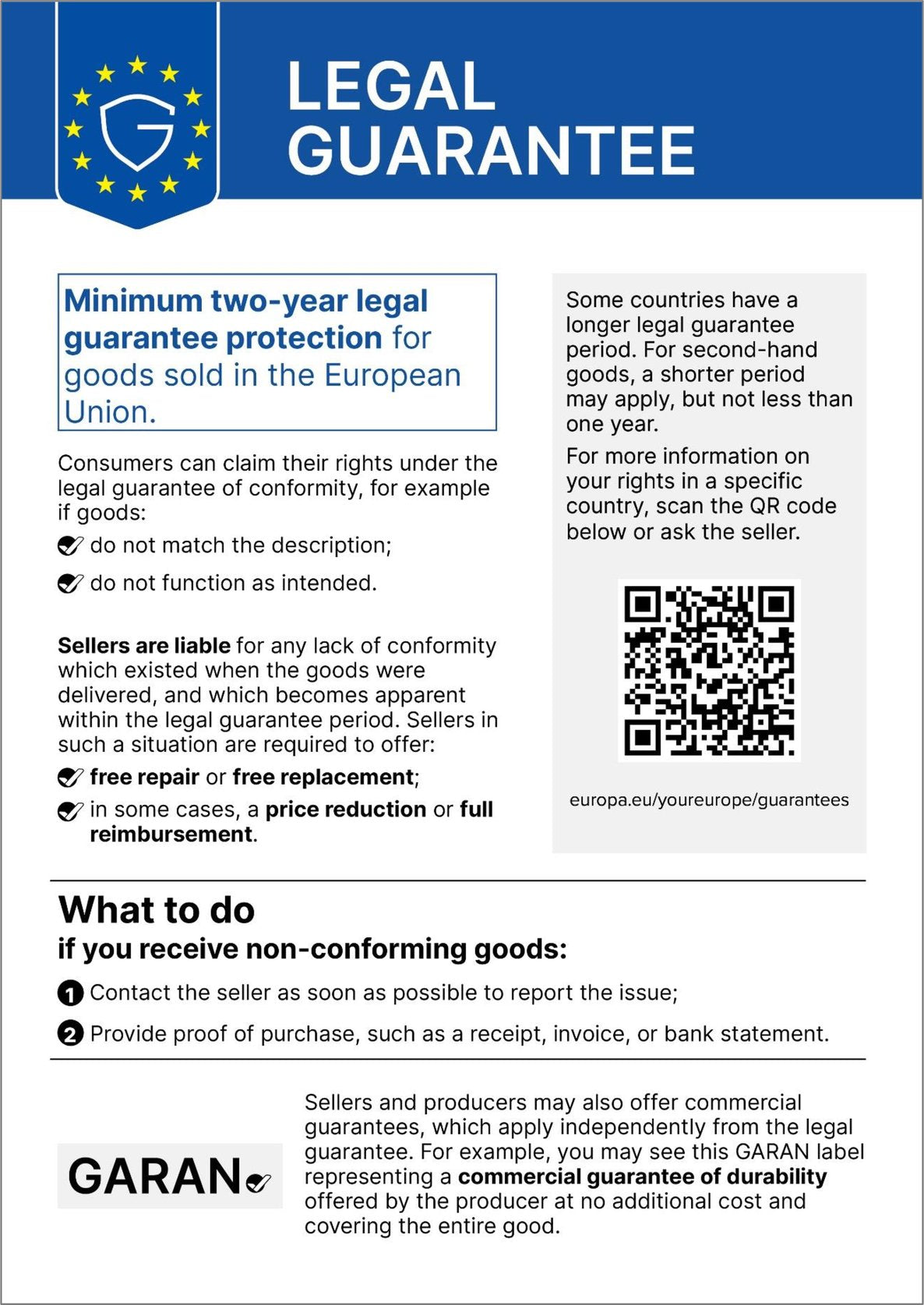 Legal guarantee of conformity