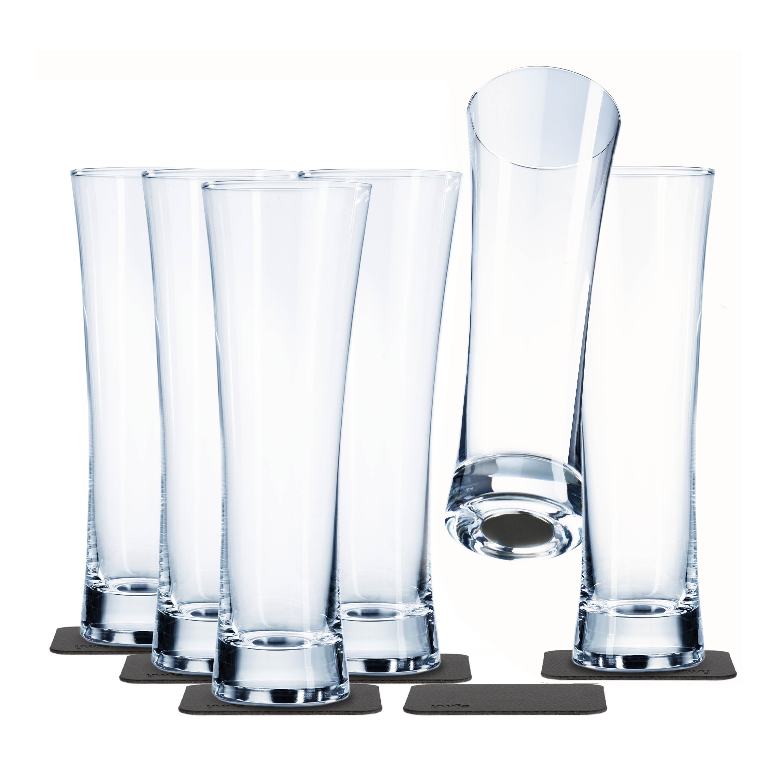 Magnetic crystal glasses beer placed on pads, cut-outs