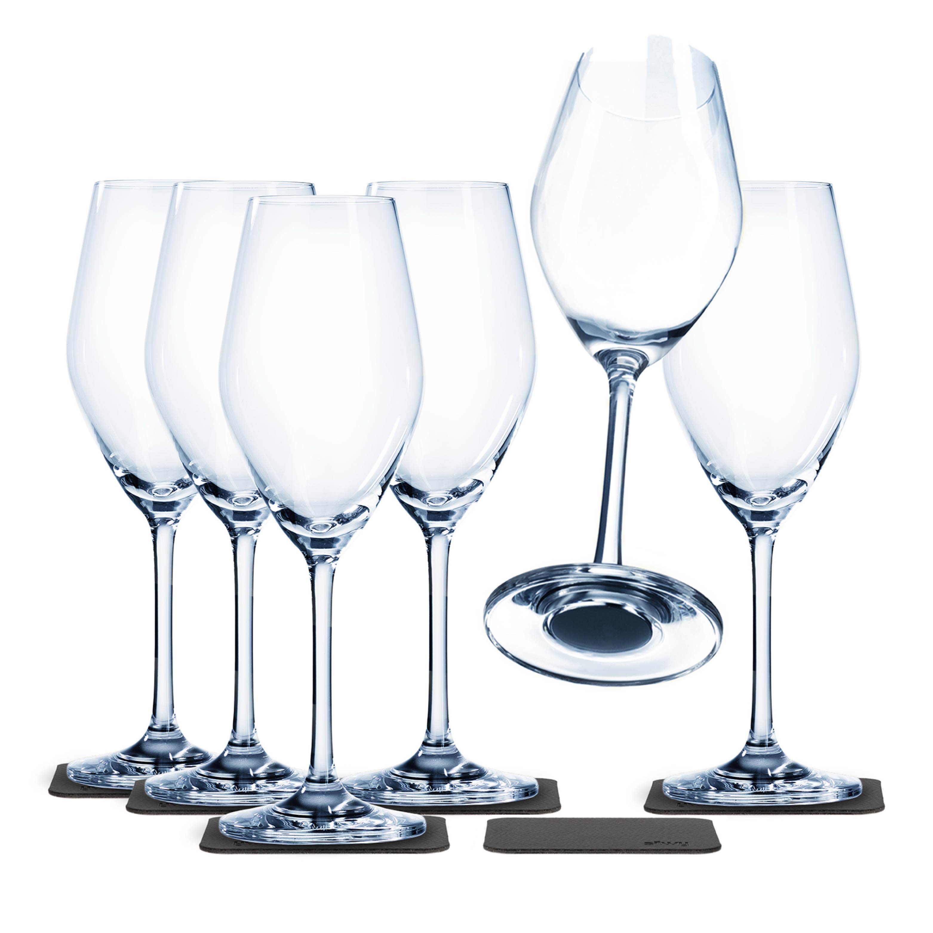 Crop six Magnetic crystal glasses champagne and six pads