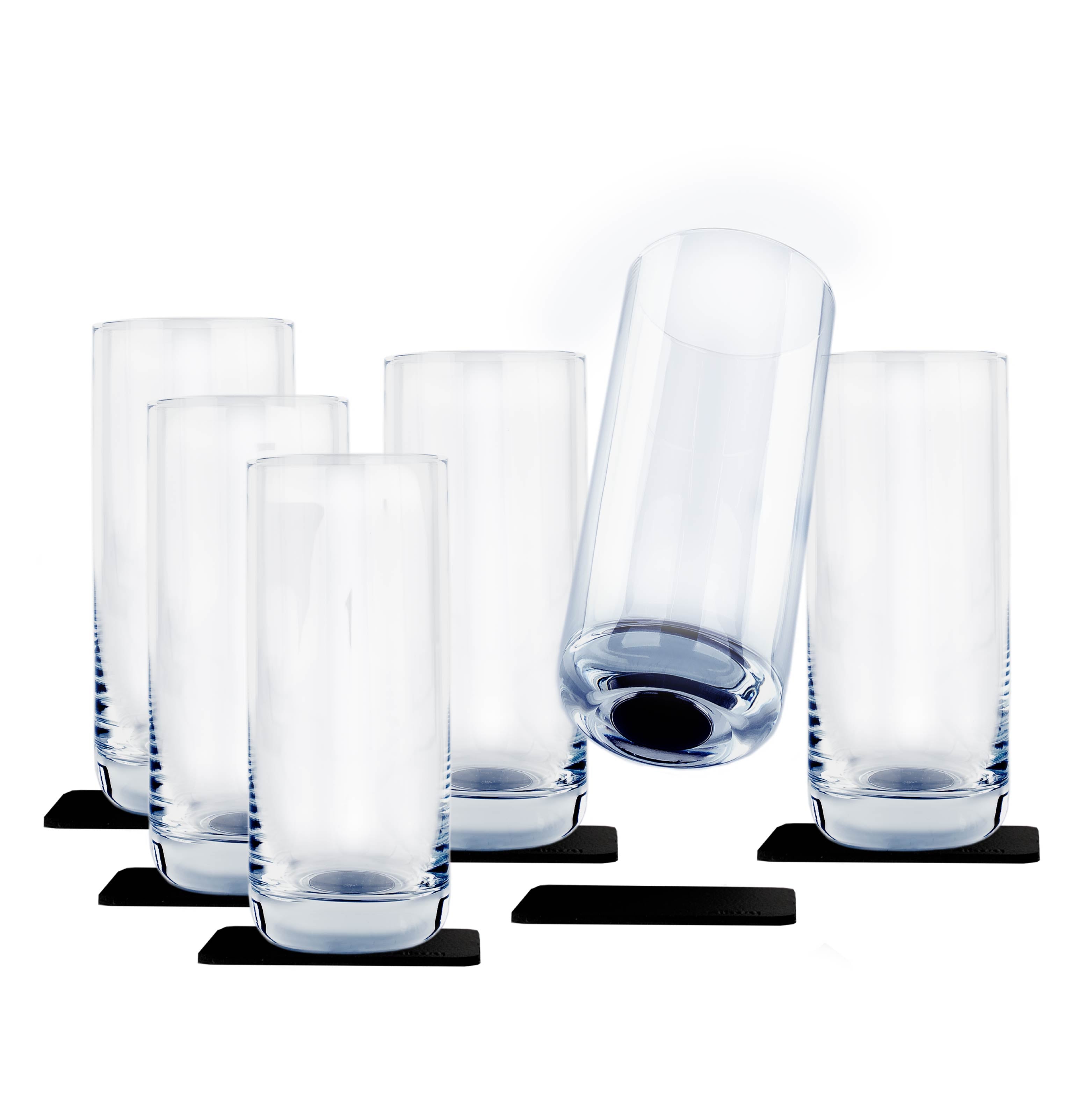Magnetic crystal glasses longdrink slim on pads, cut-outs