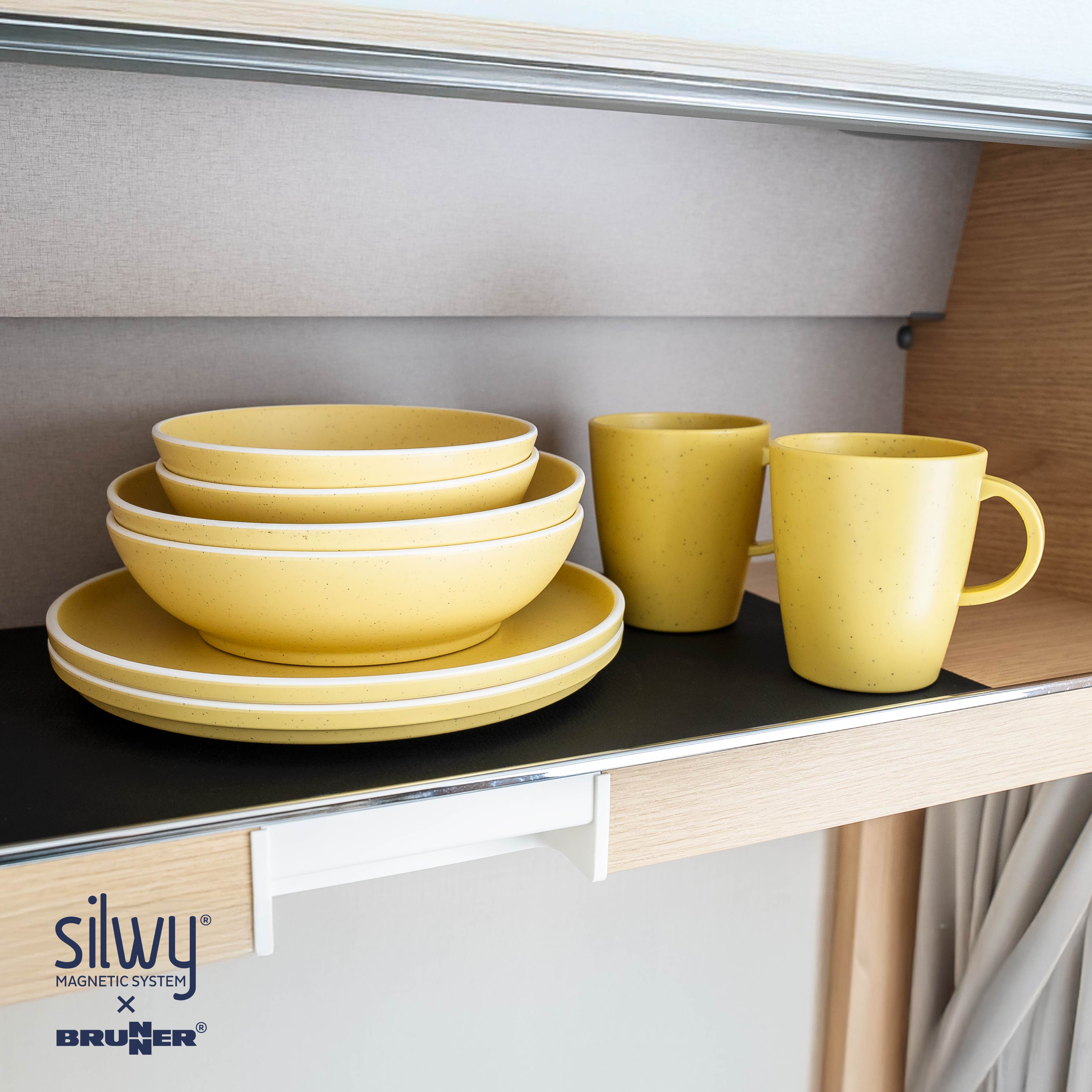 Magnetic plastic crockery yellow Wall unit