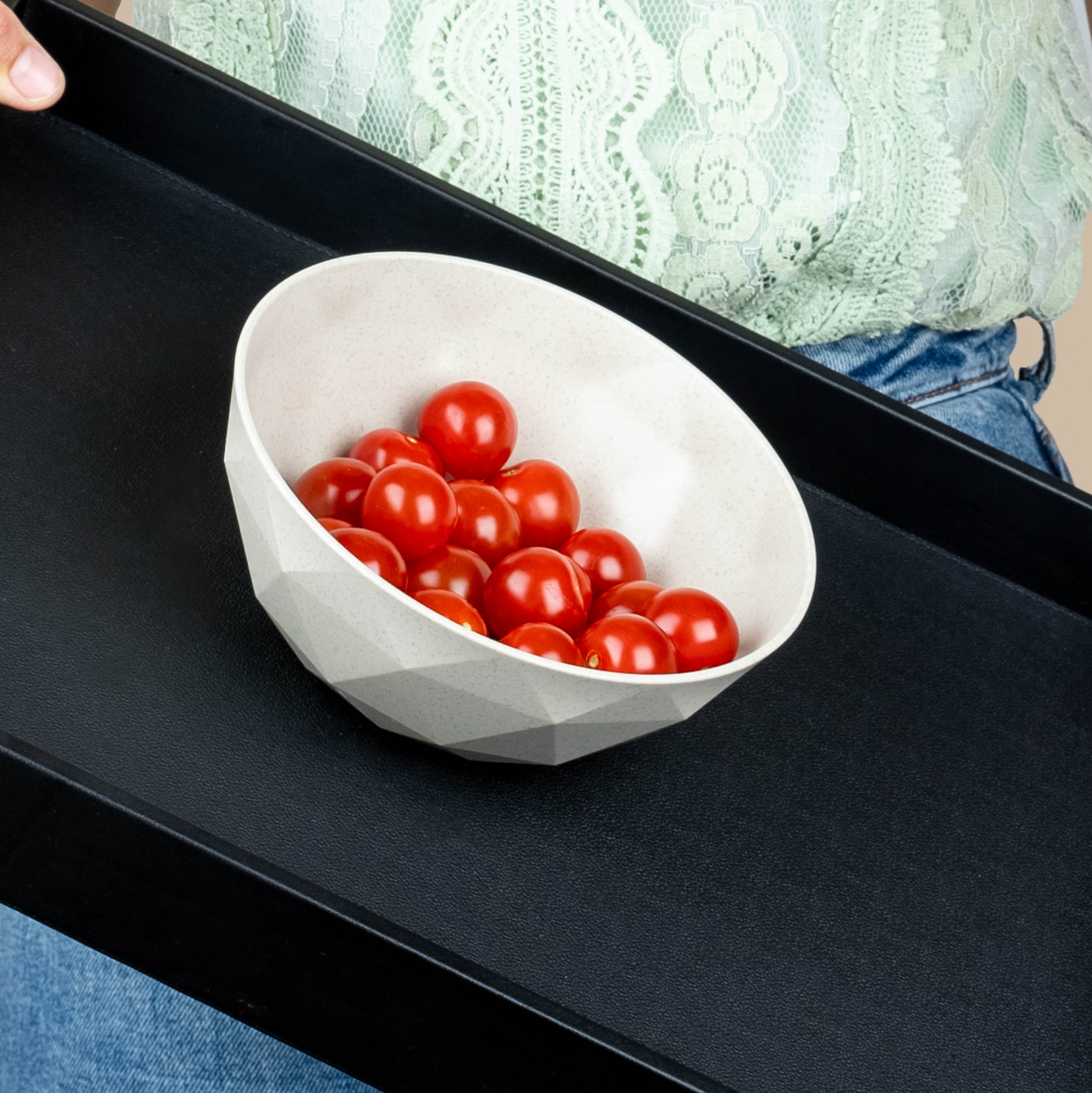 Magnetic bowl is held in place by a metal tray