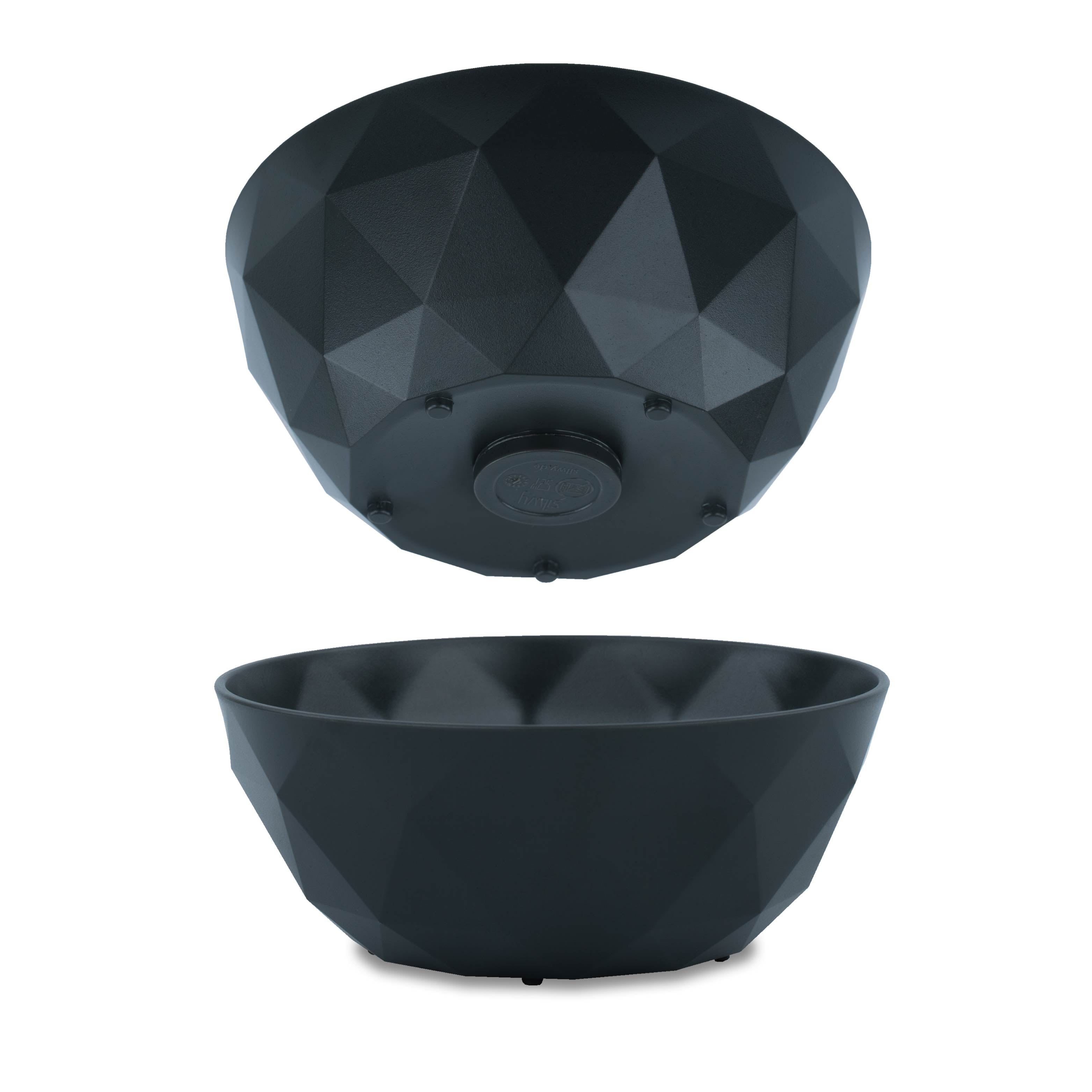 Free-standing magnetic plastic bowls in grey, in a set of two