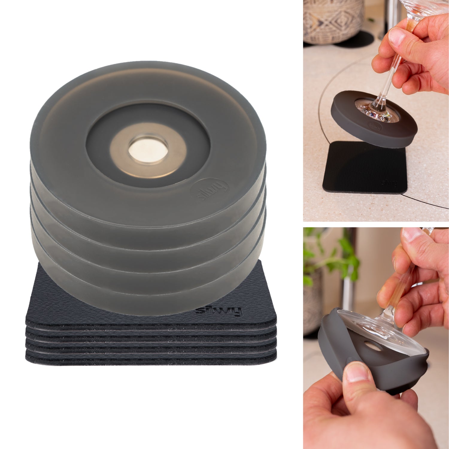 Magnetic adapters gray with corresponding Metal-Nano-Gel-Pads 