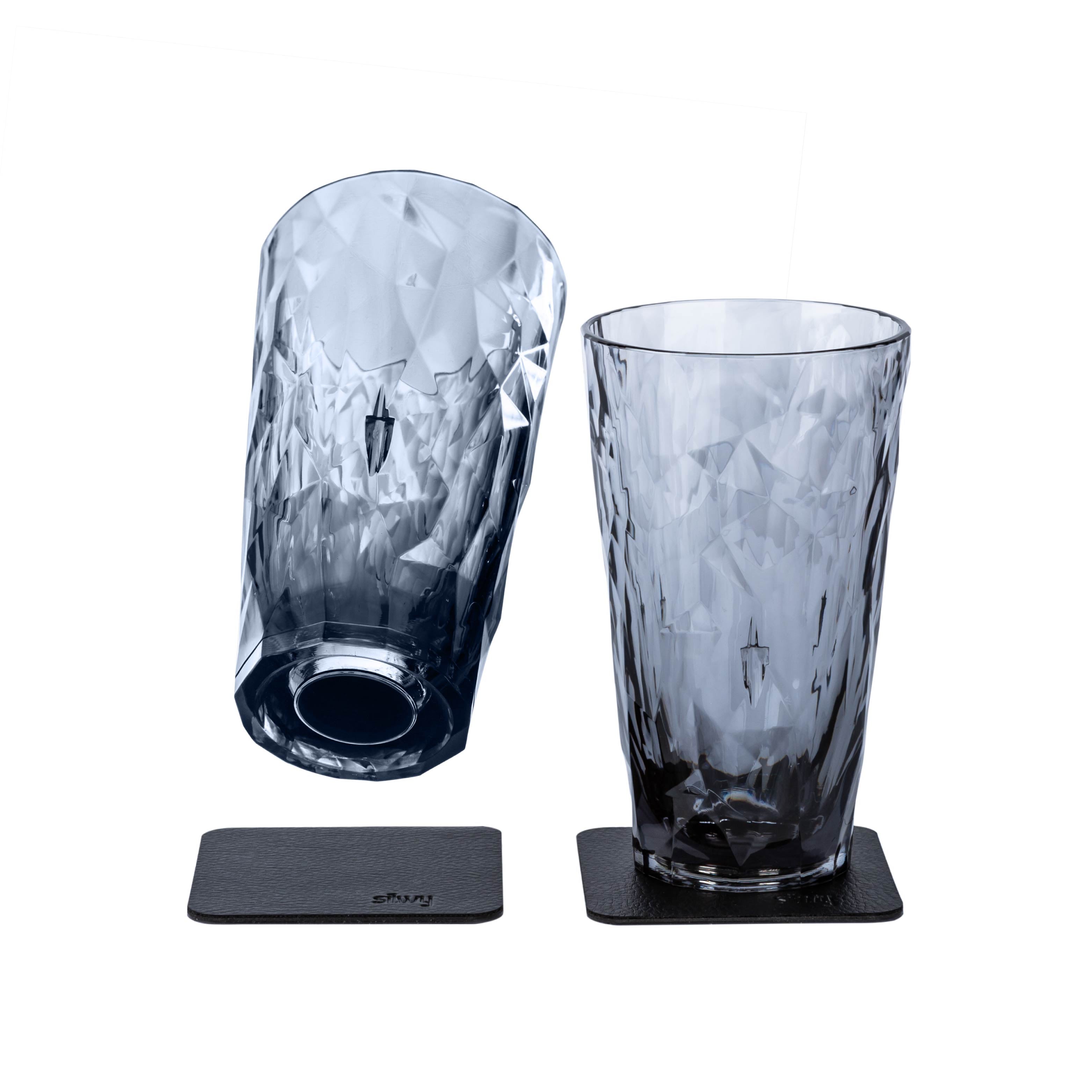 Free-standing stand with two magnetic plastic glasses Longdrink in the color grey