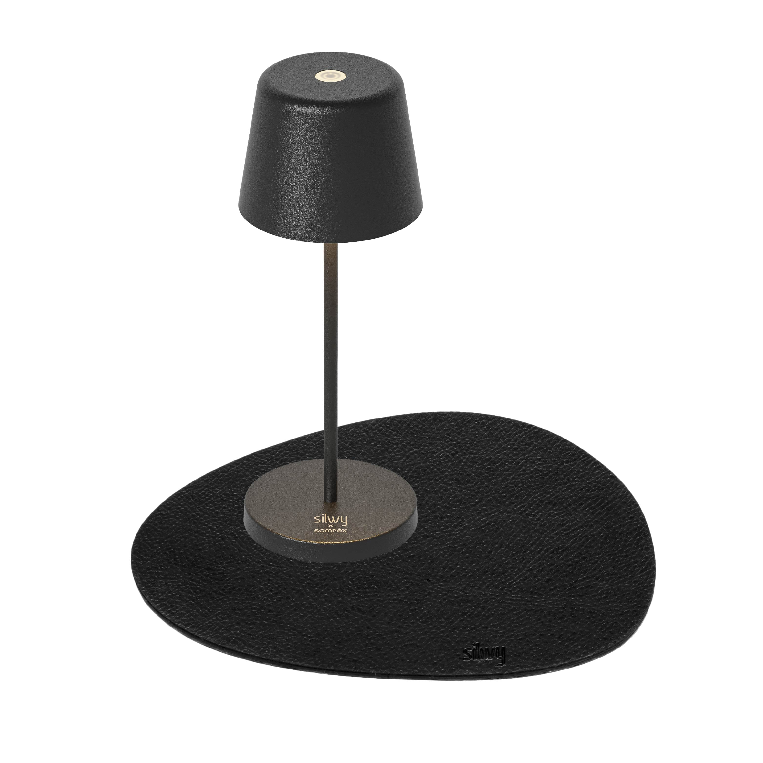 Magnetic lamp Monaco in black on accompanying placemat 