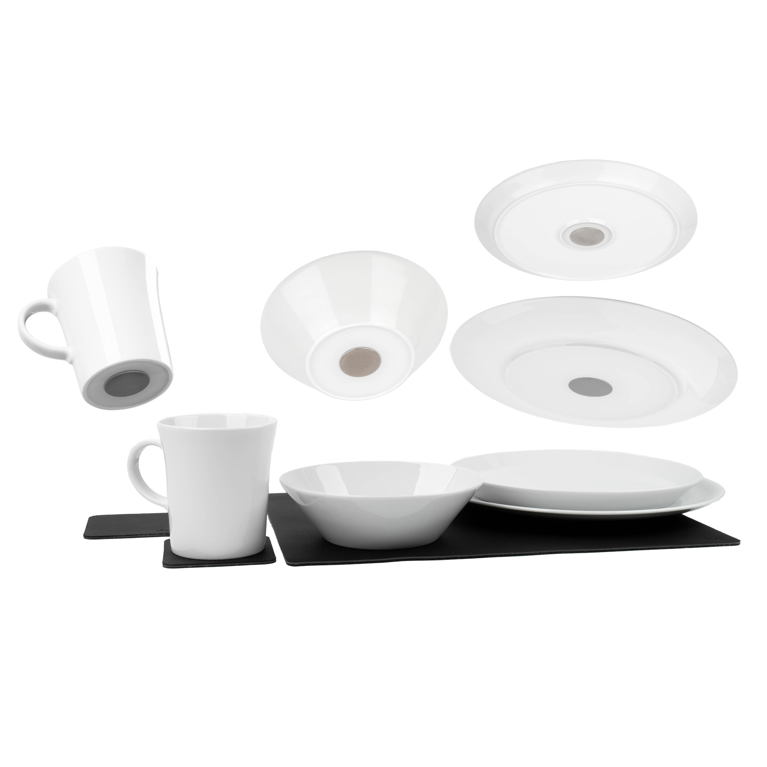 Magnetic porcelain set, white, free-standing