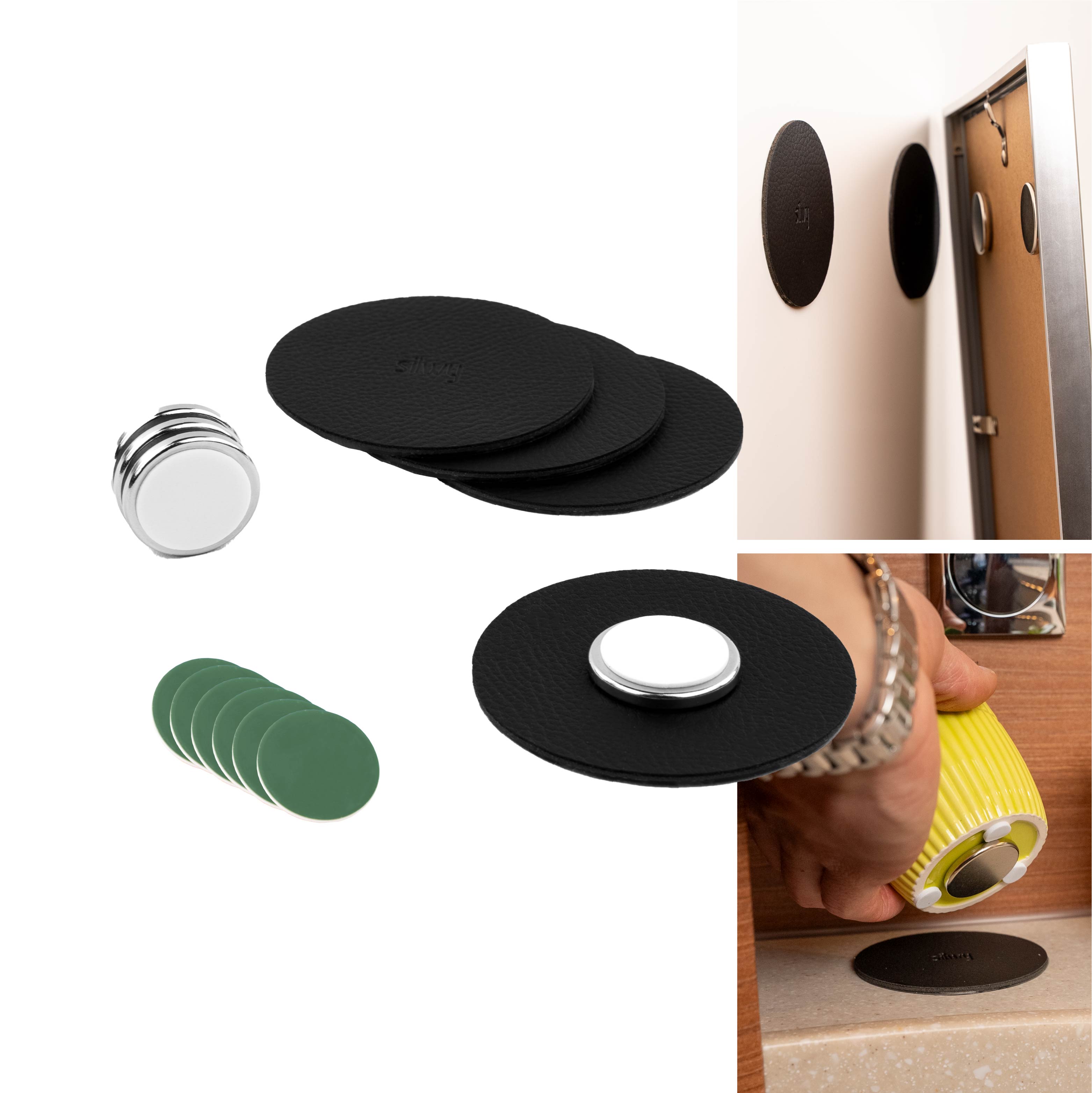 Free magnet power bundle: contains 4 adhesive dots 3M, 4 powerPower magnets and 4 Metal-Nano-Gel-Pads