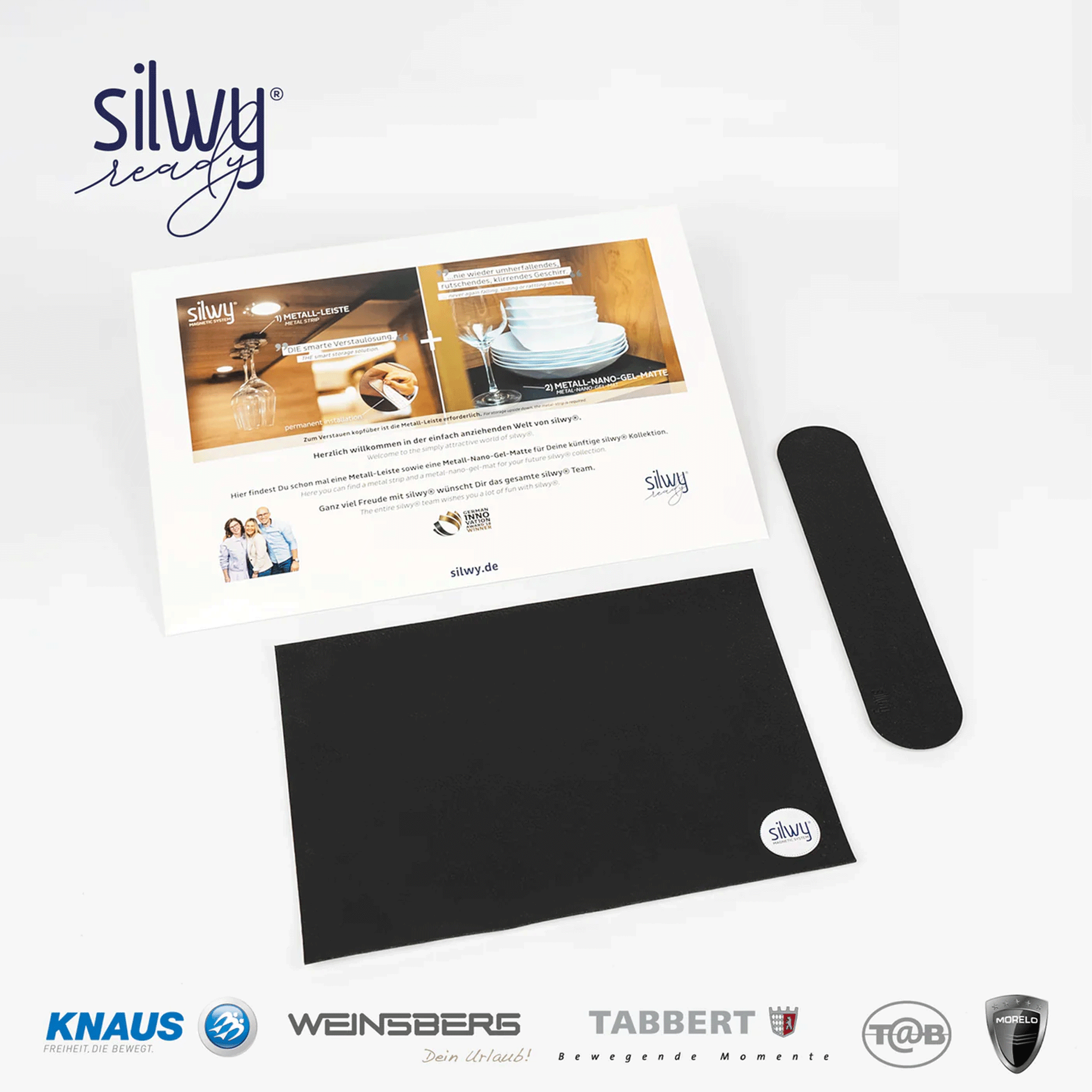 silwy ready - concept explained with metal mat DIY and Metal Strip - as installed in Knaus, Weinsberg, Tabbert, T@B and Morelo 