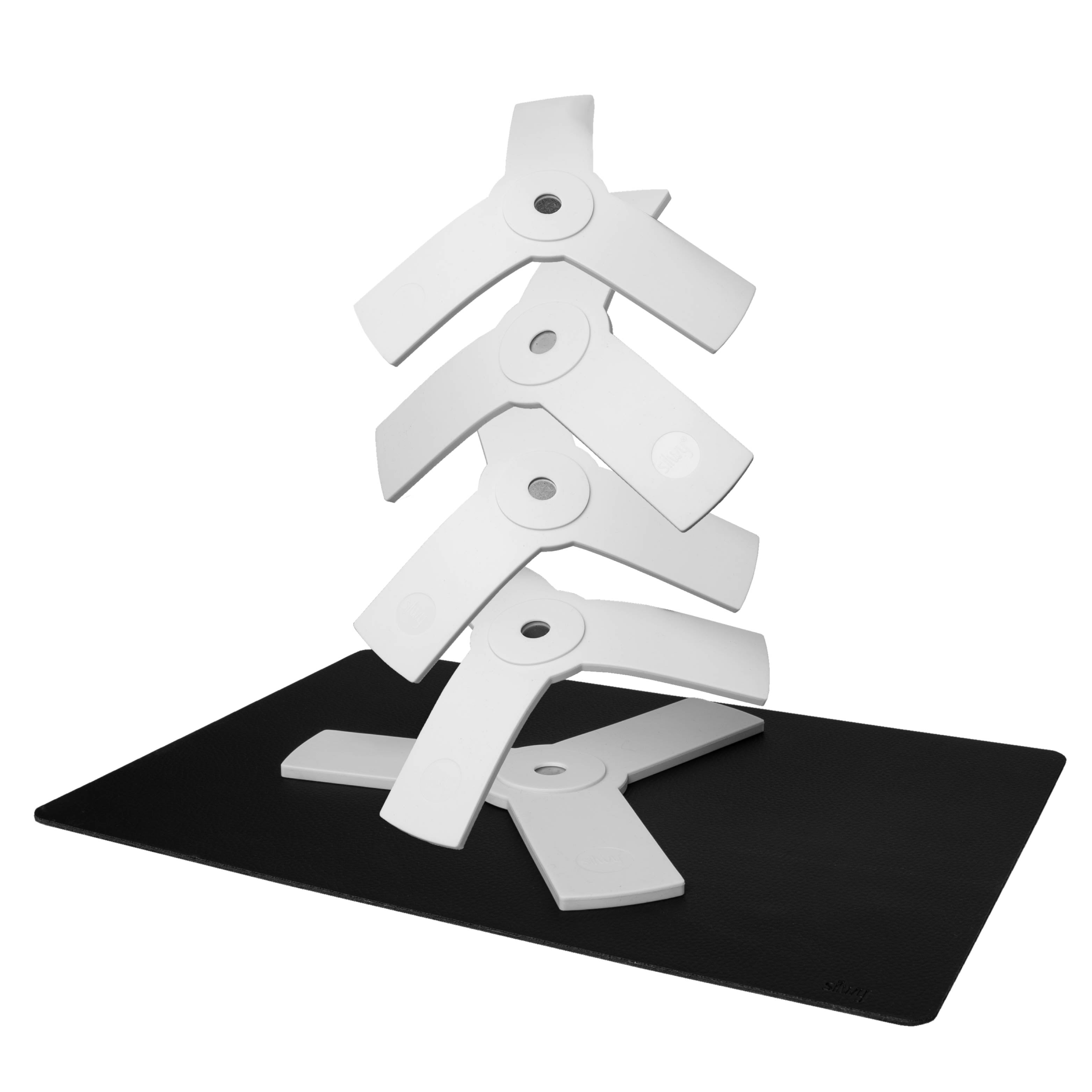 Set of 5 sandwiches white with black metal mat