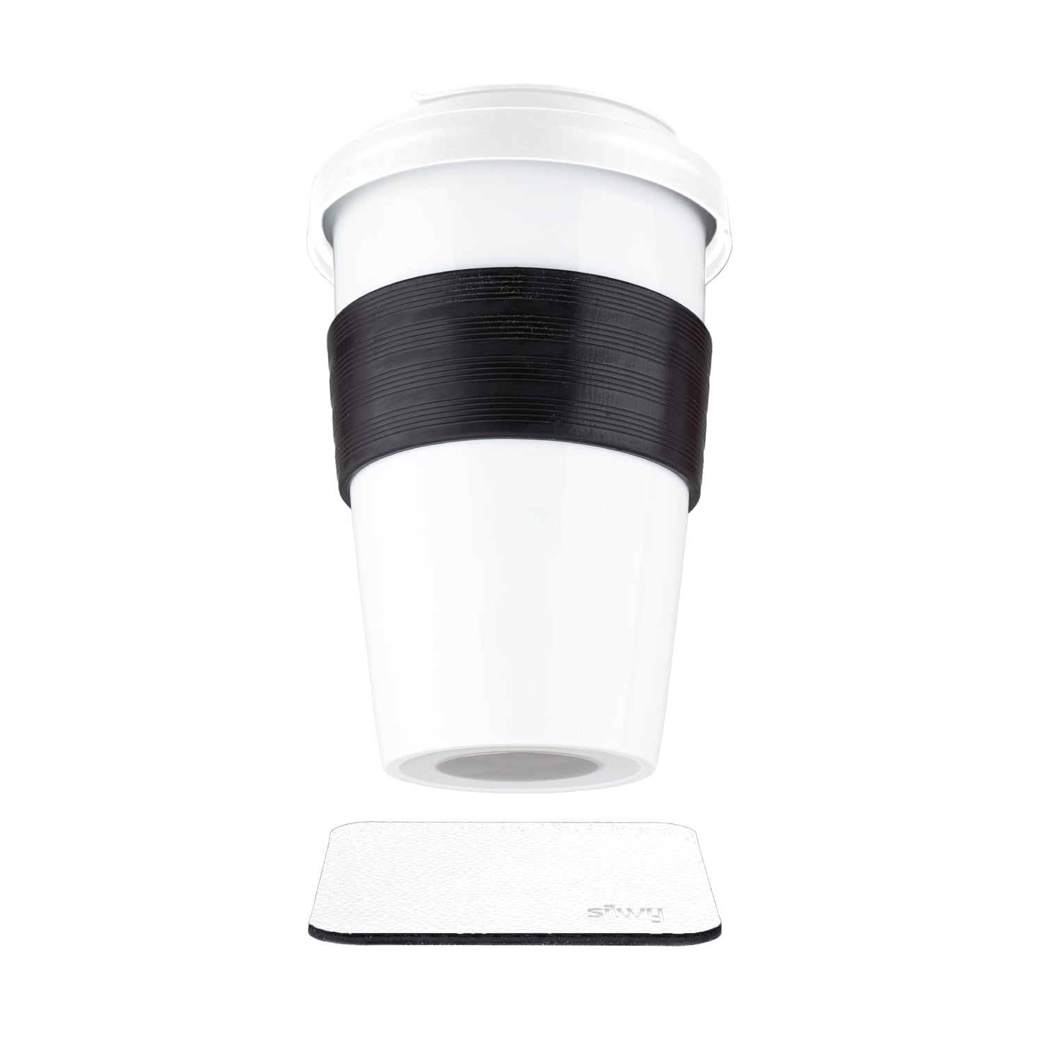 Free-standing magnetic porcelain cup with pad and heat protection