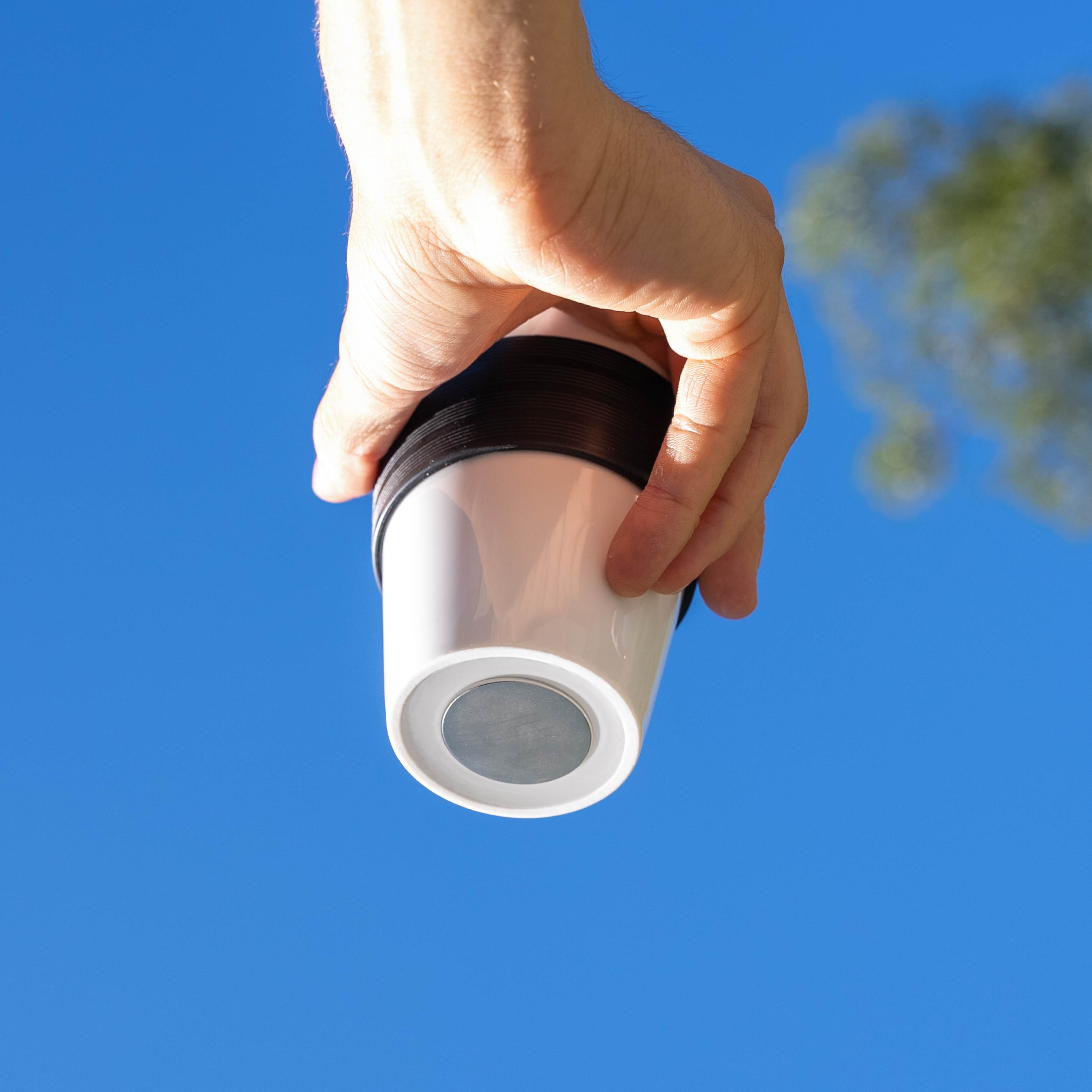 Close-up of magnet in the base of the porcelain cup