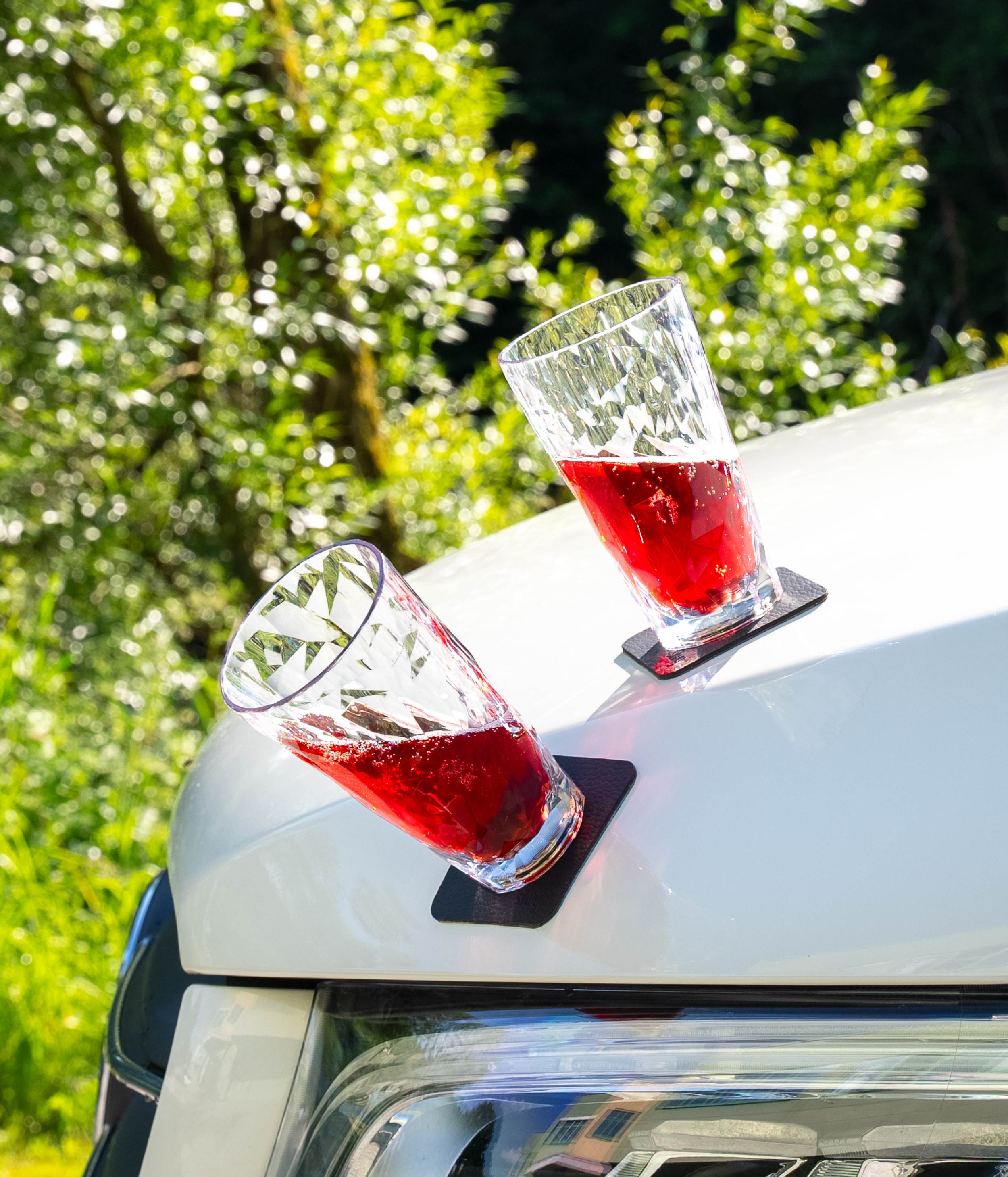 Plastic glasses with magnet on hood