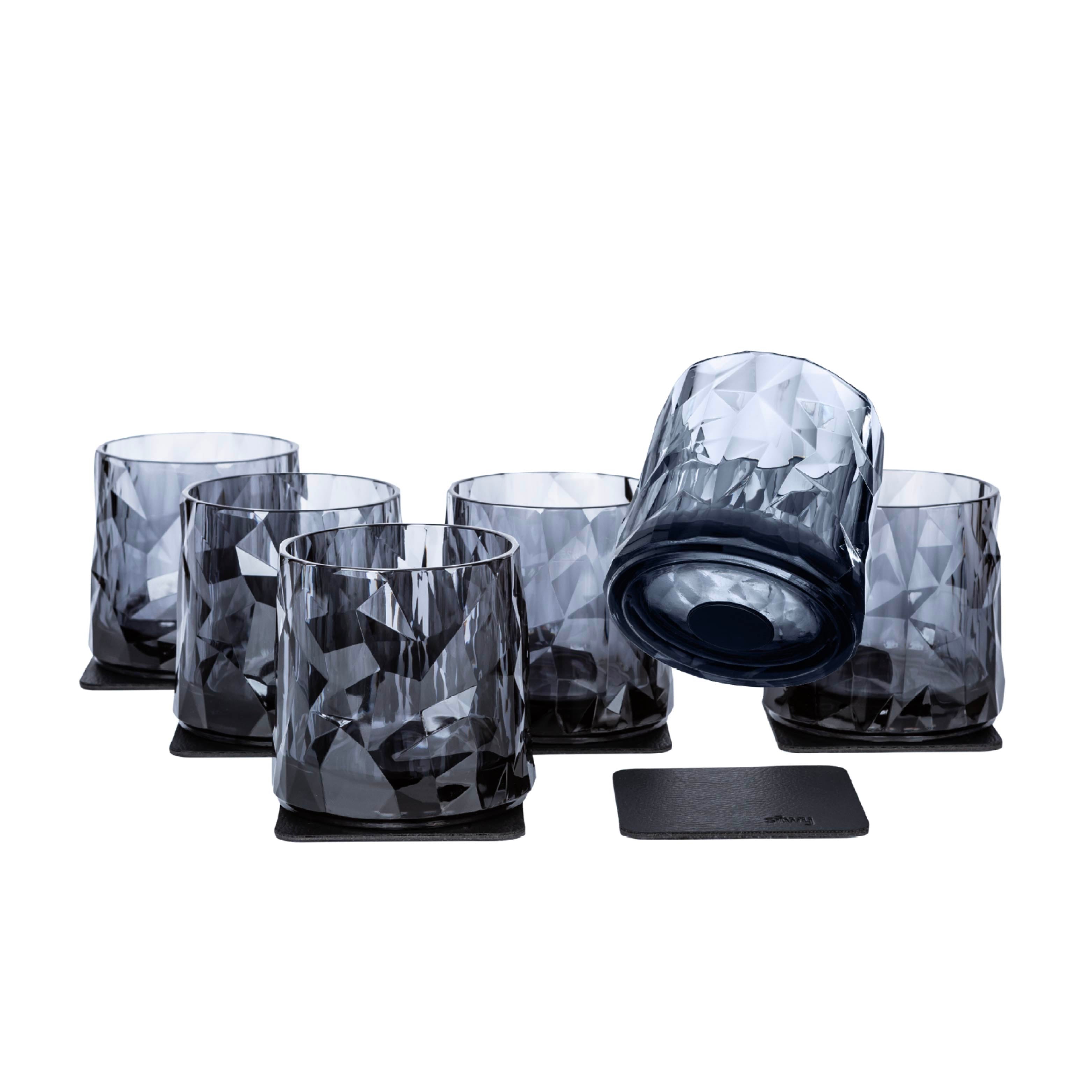 Free-standing six magnetic plastic tumbler on the pads