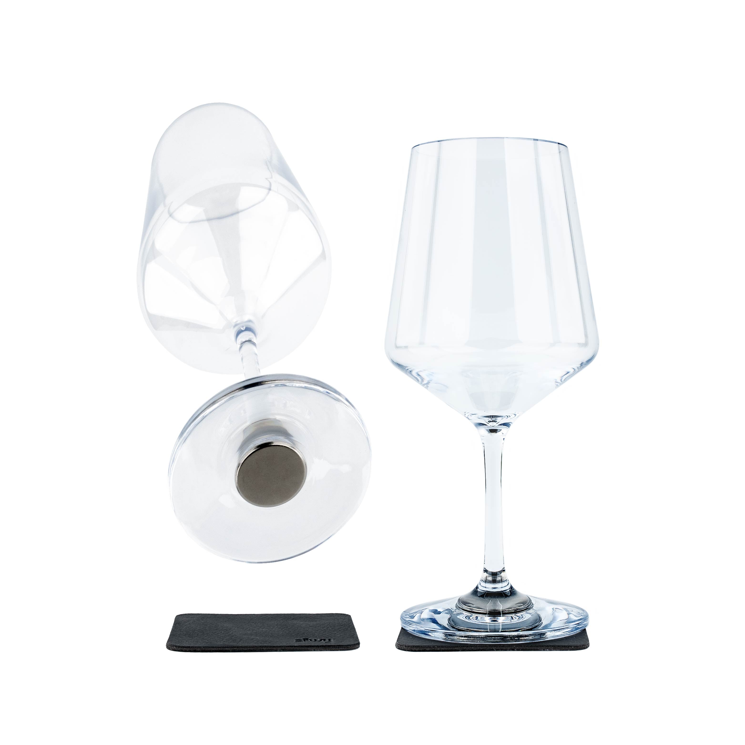 Magnetic plastic glasses wine on pads, cut-outs