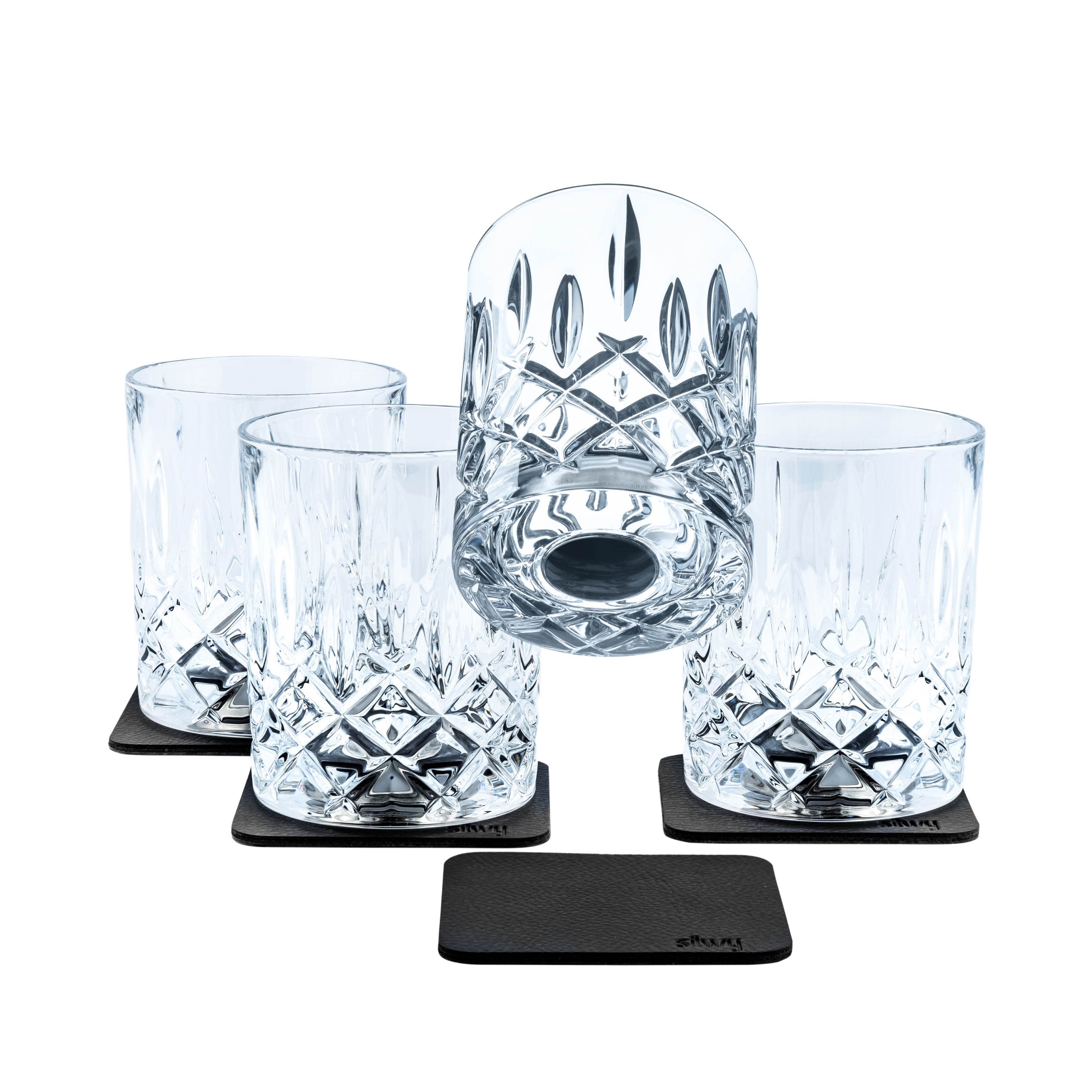 Magnetic crystal glasses with pads in a set of four