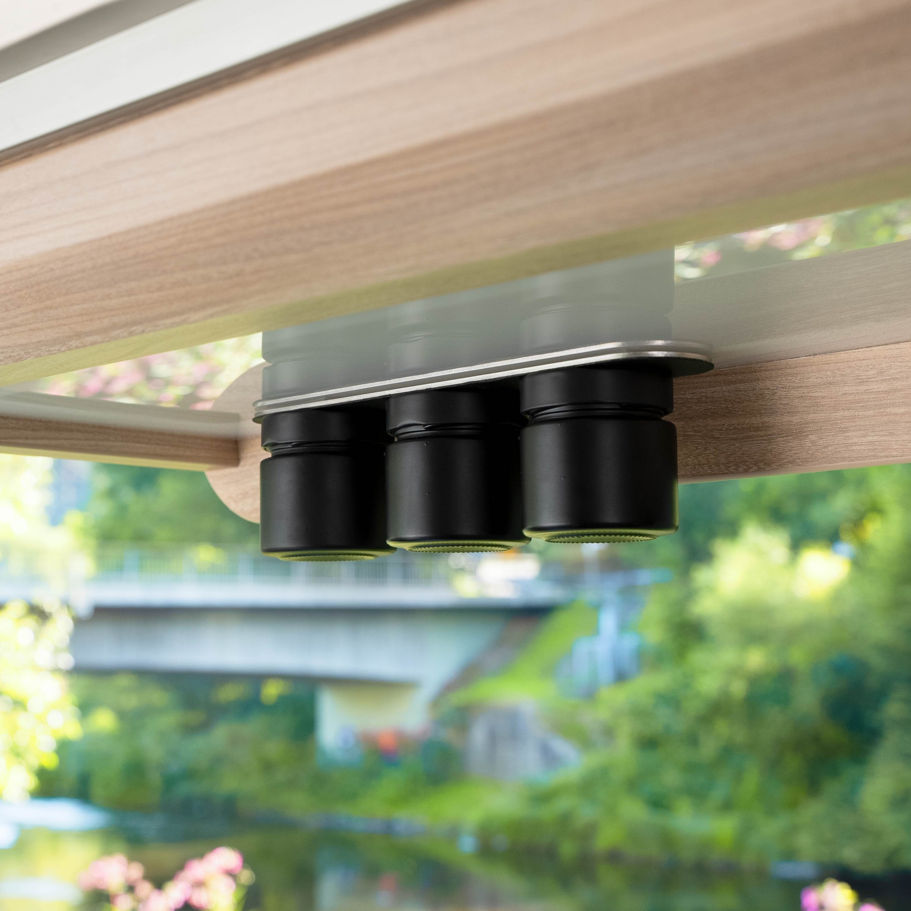 Magnetic deli jars hanging on Metal Strip in the camper