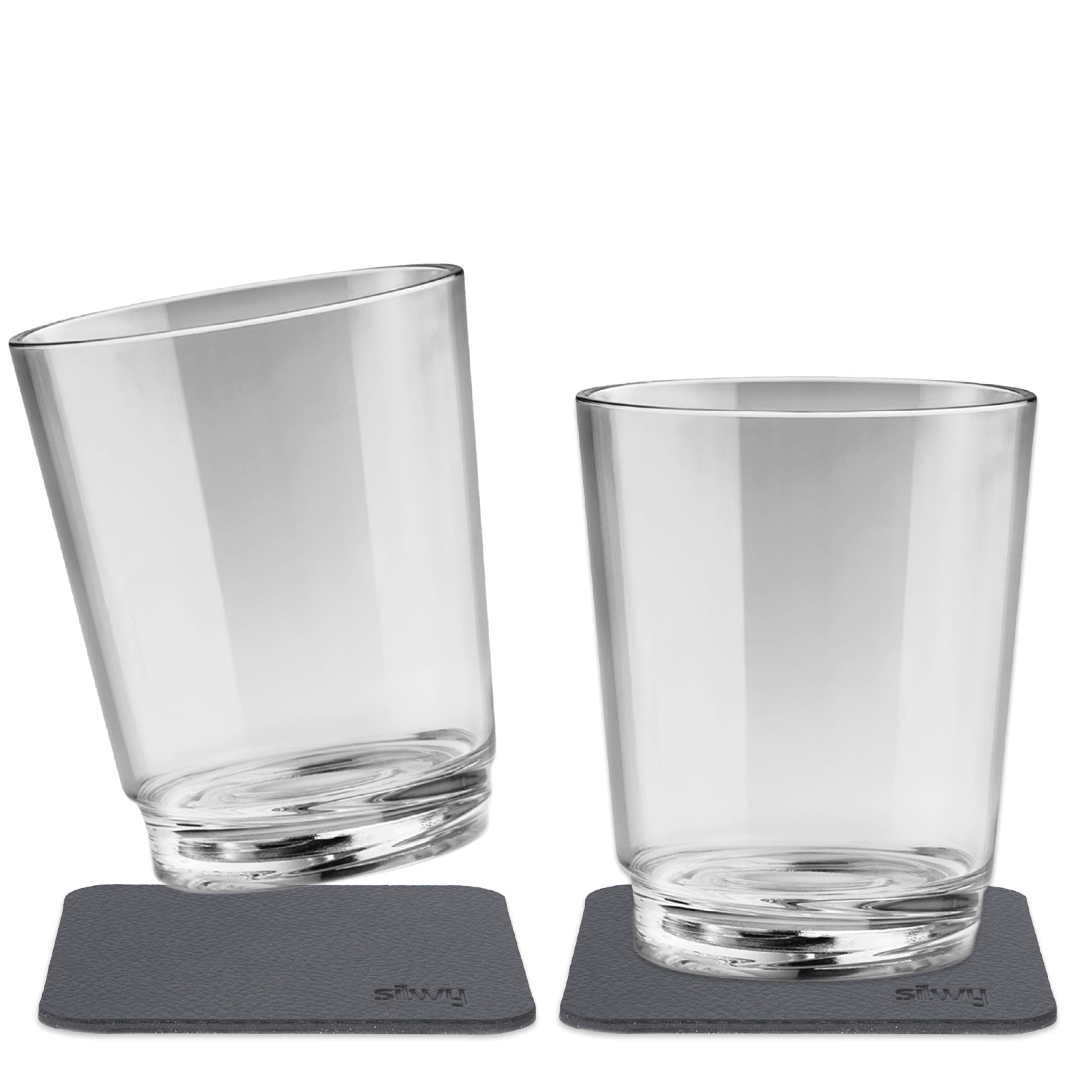 Magnetic glasses with integrated magnets in the base and associated Metal nano gel pads in black