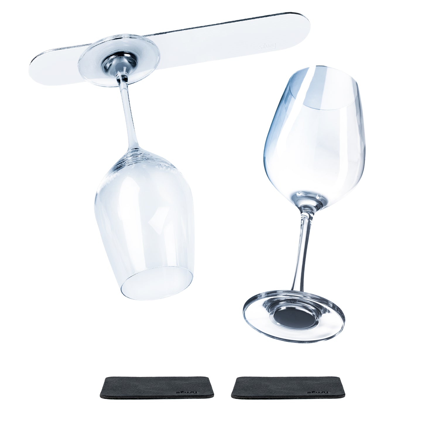 Magnetic crystal glasses wine incl. Metal Strip white and square Metal nano gel pads black