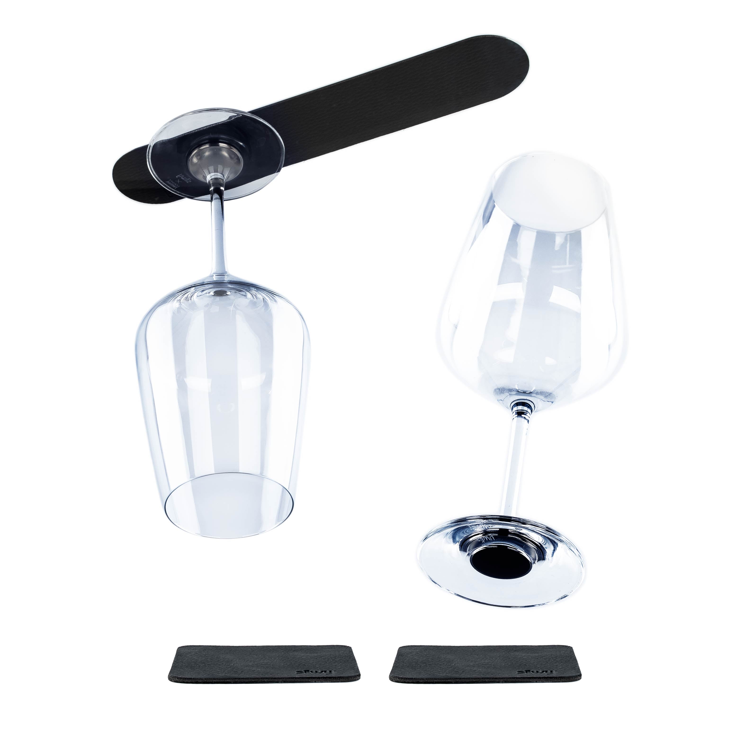 Magnetic crystal glasses wine incl. Metal Strip black and square Metal nano gel pads black 