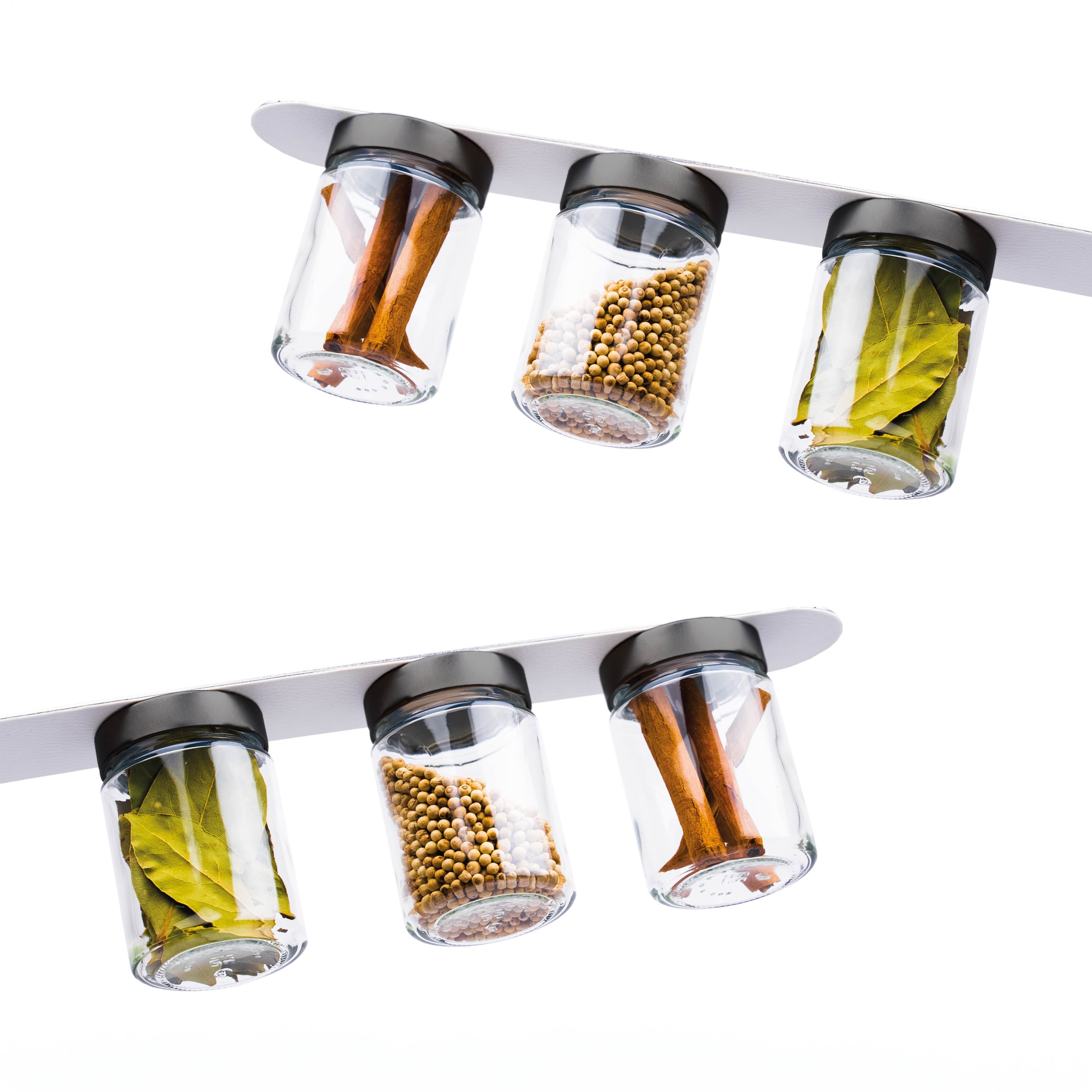 Magnetic deli jars in a set of 6 on a strip