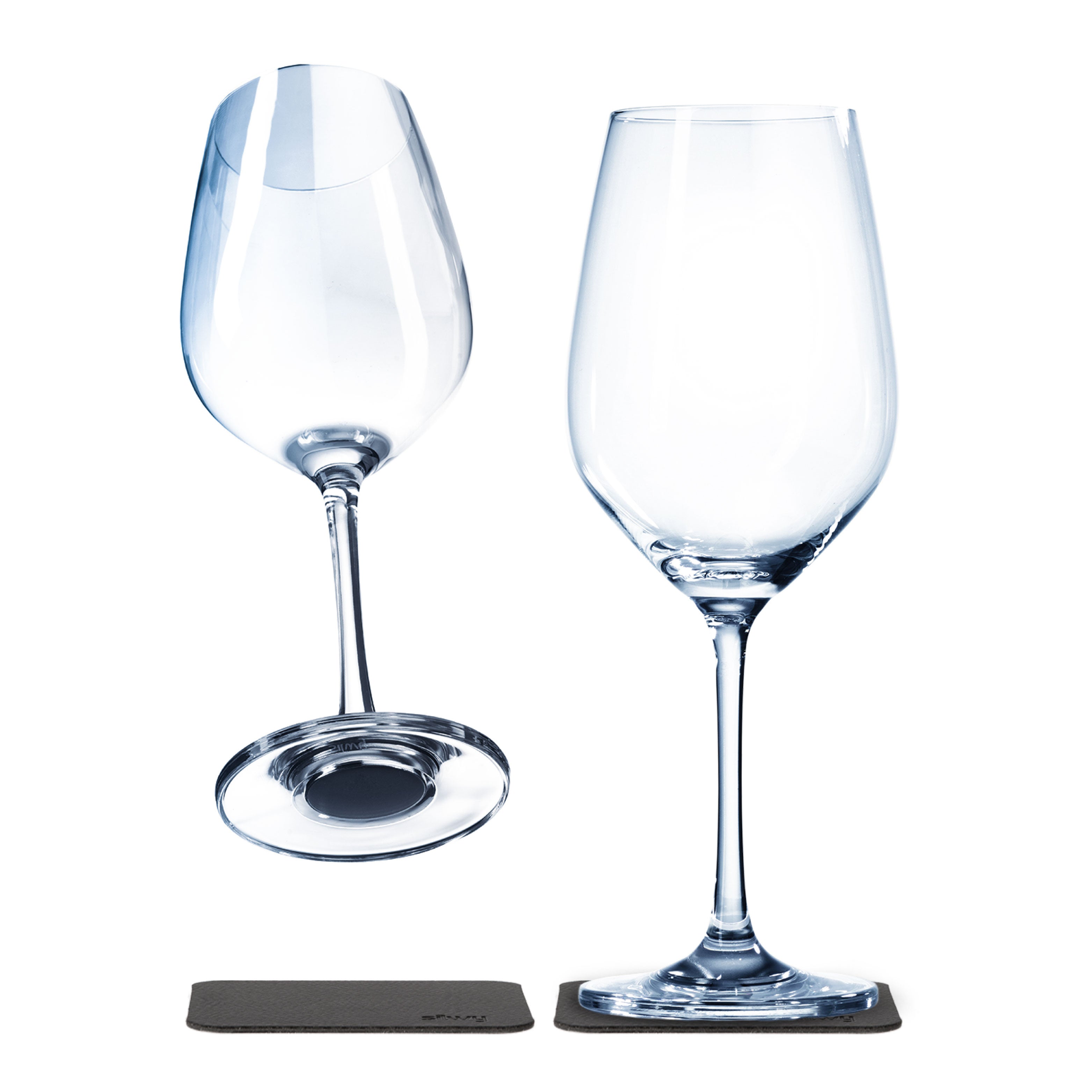 Vasos magnéticos de cristal vino sobre almohadillas, recortables