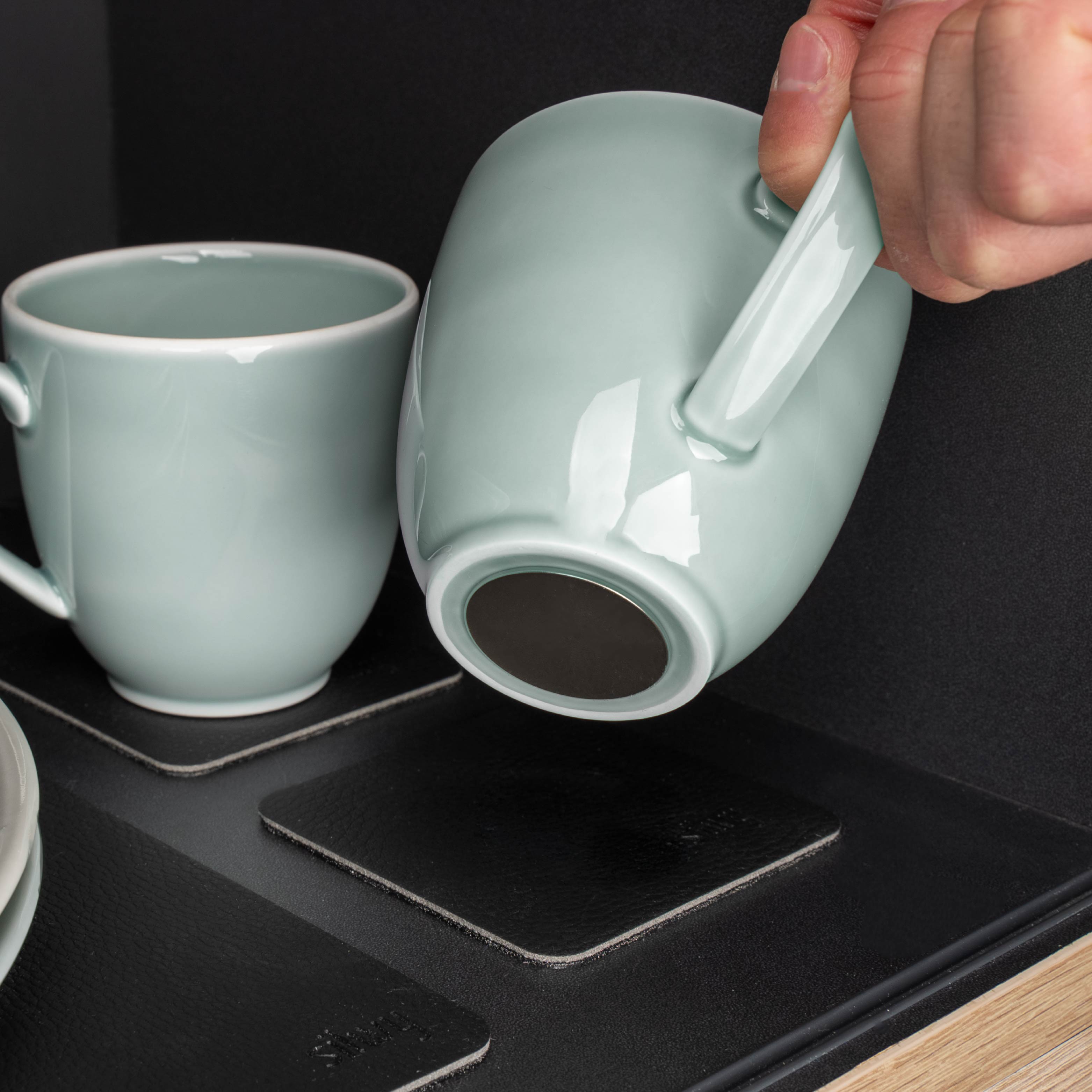 magnétique porcelaine anse tasse cyan enlever