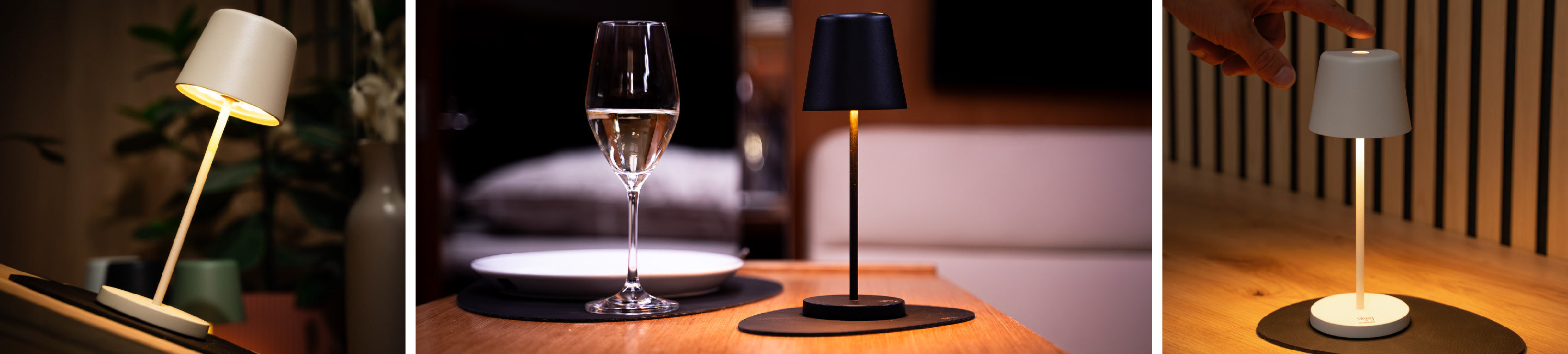 Images d'ambiance Lampes de table magnétiques sur set de table