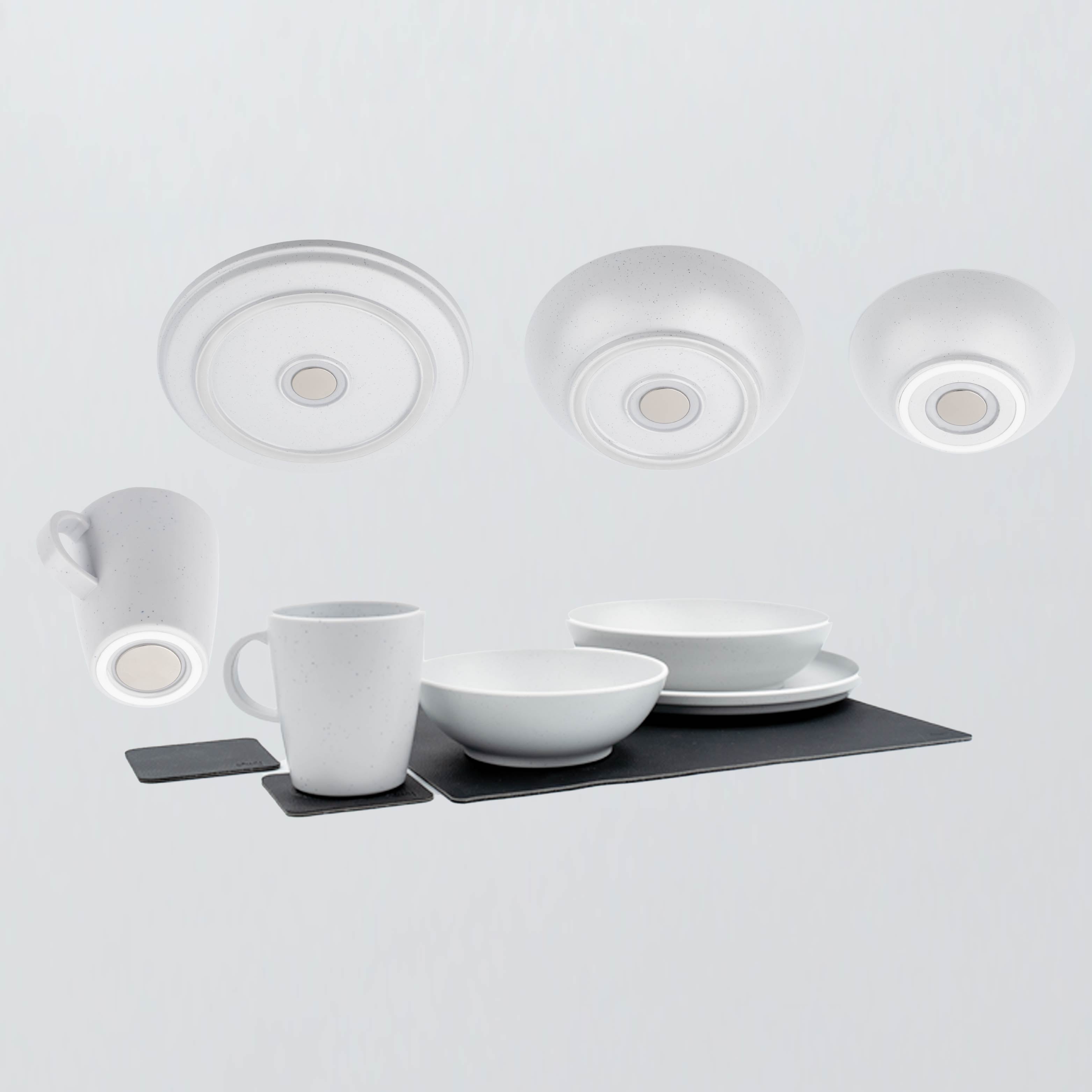 Set di stoviglie magnetiche in plastica white Piatto libero